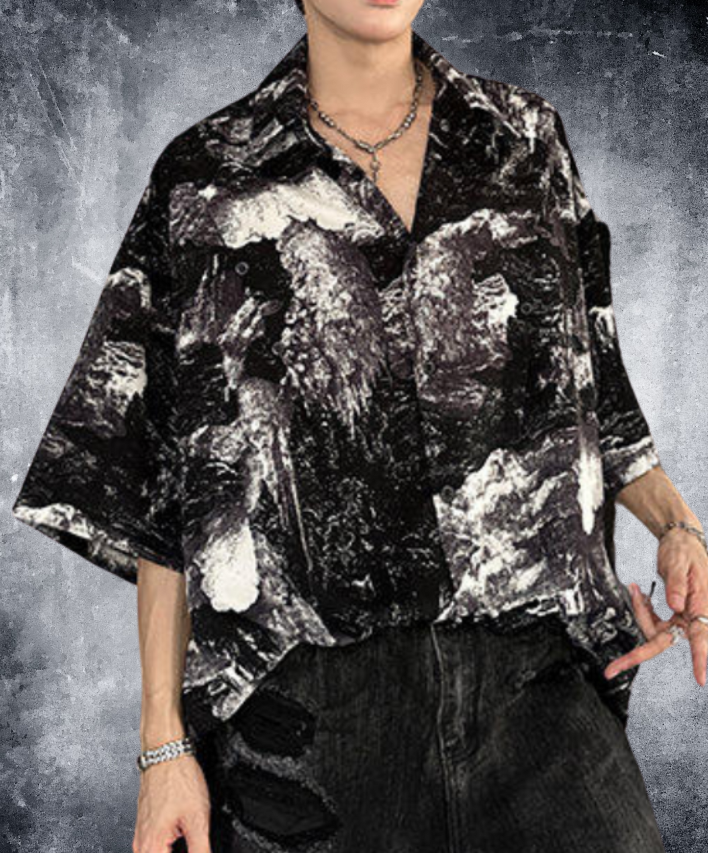 retro splicing design shirt EN2206