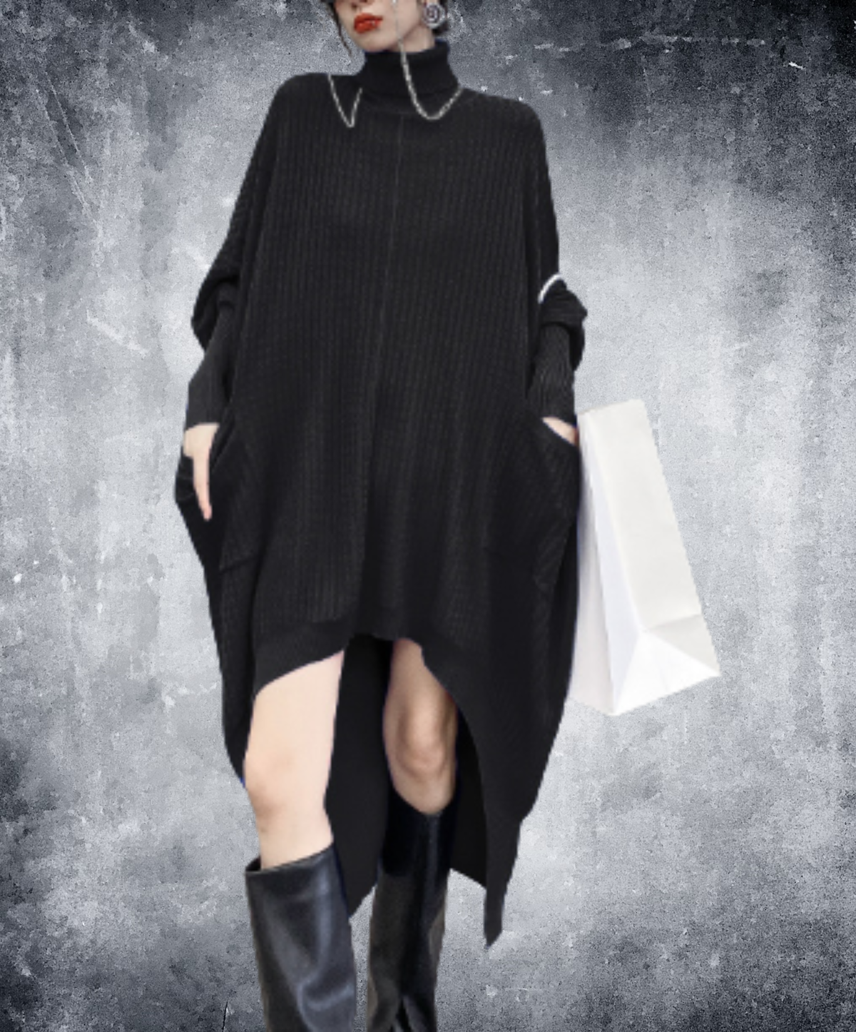 high-neck relaxed silhouette sweater EN3176