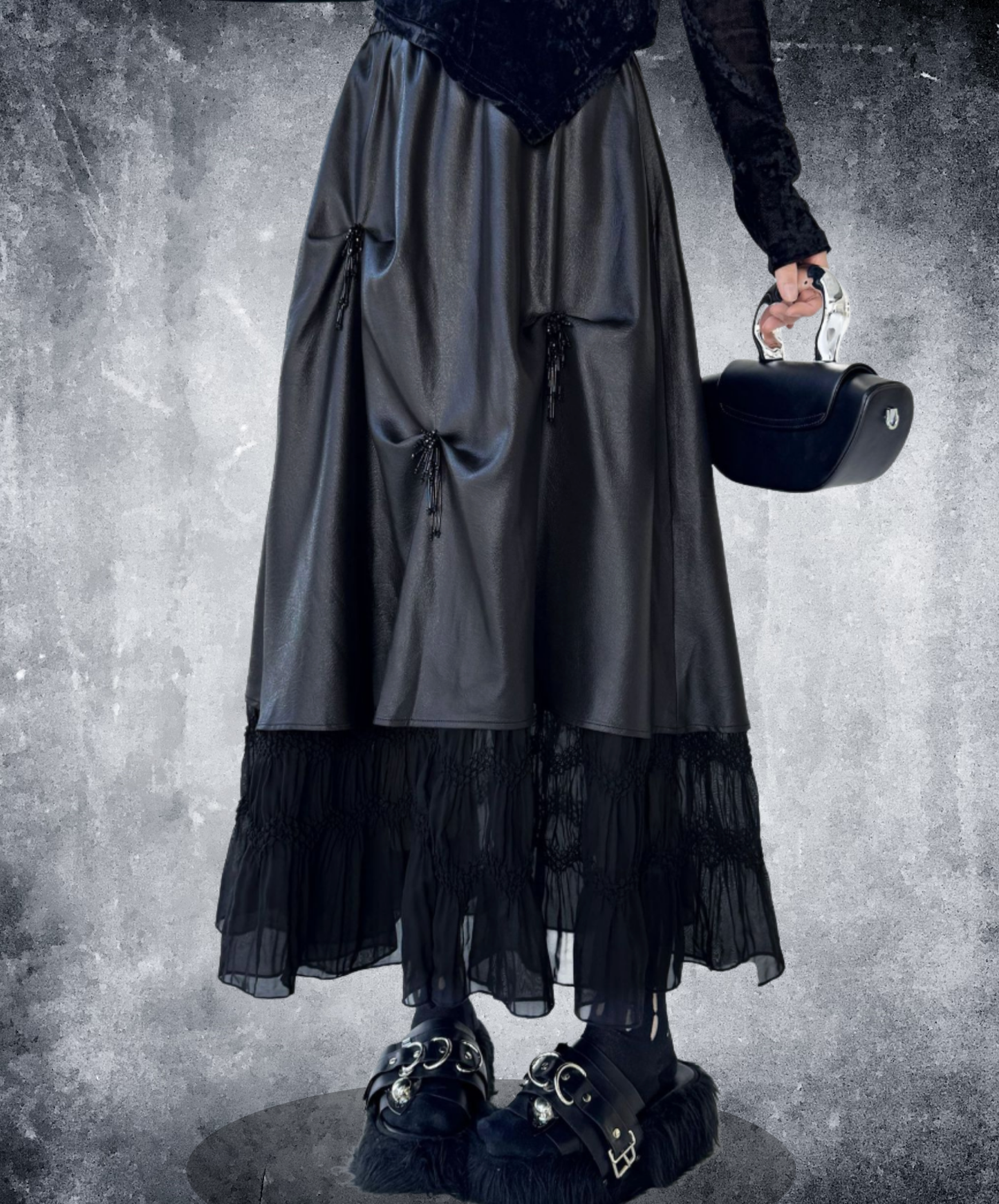 dark patchwork midi skirt EN2720