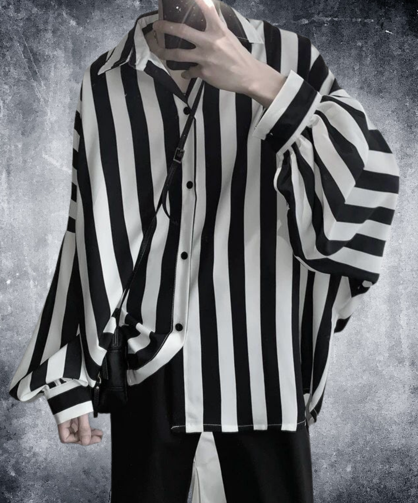 thick striped puff sleeves shirt EN2818