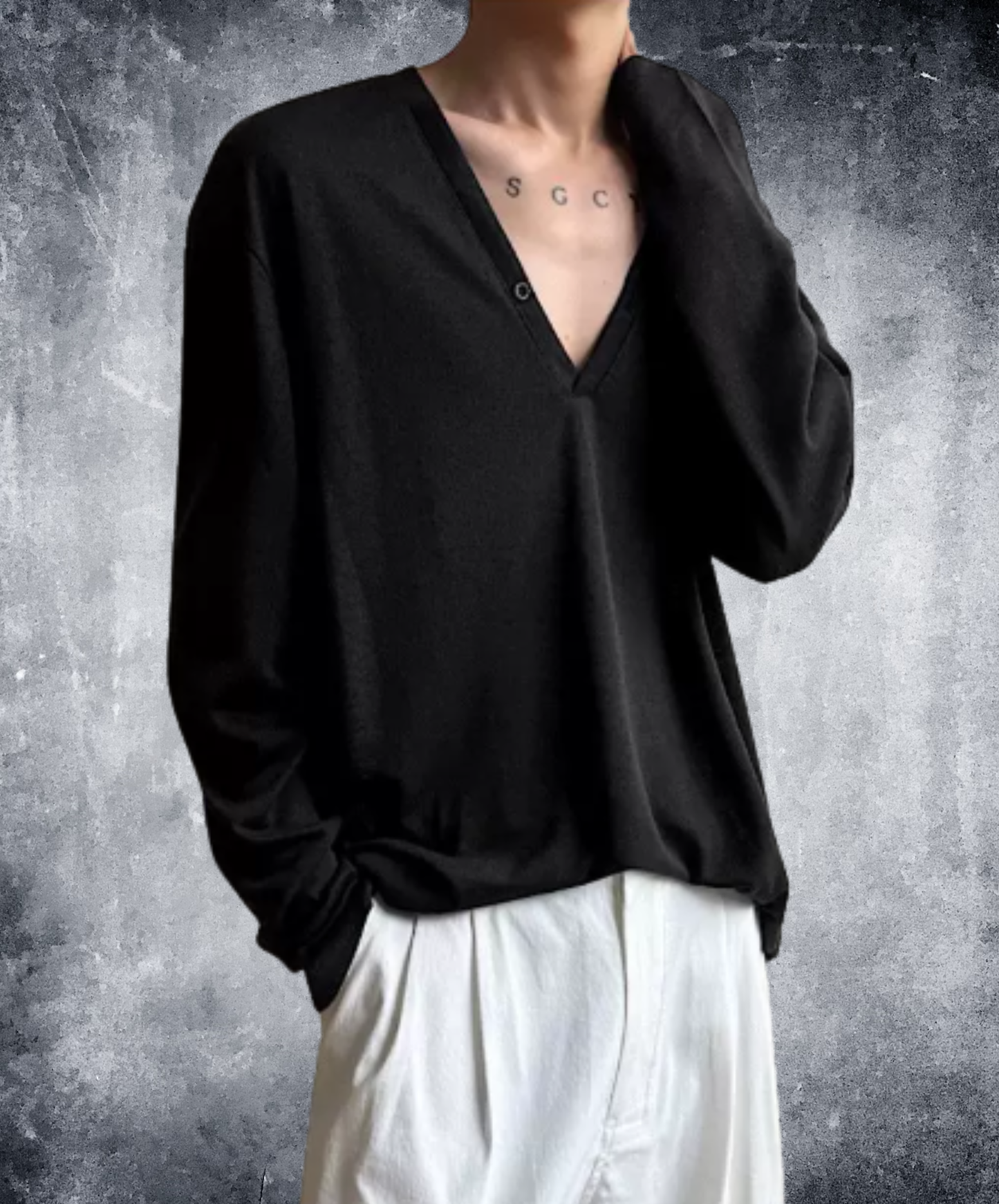 dark smooth v-neck t-shirt EN3094