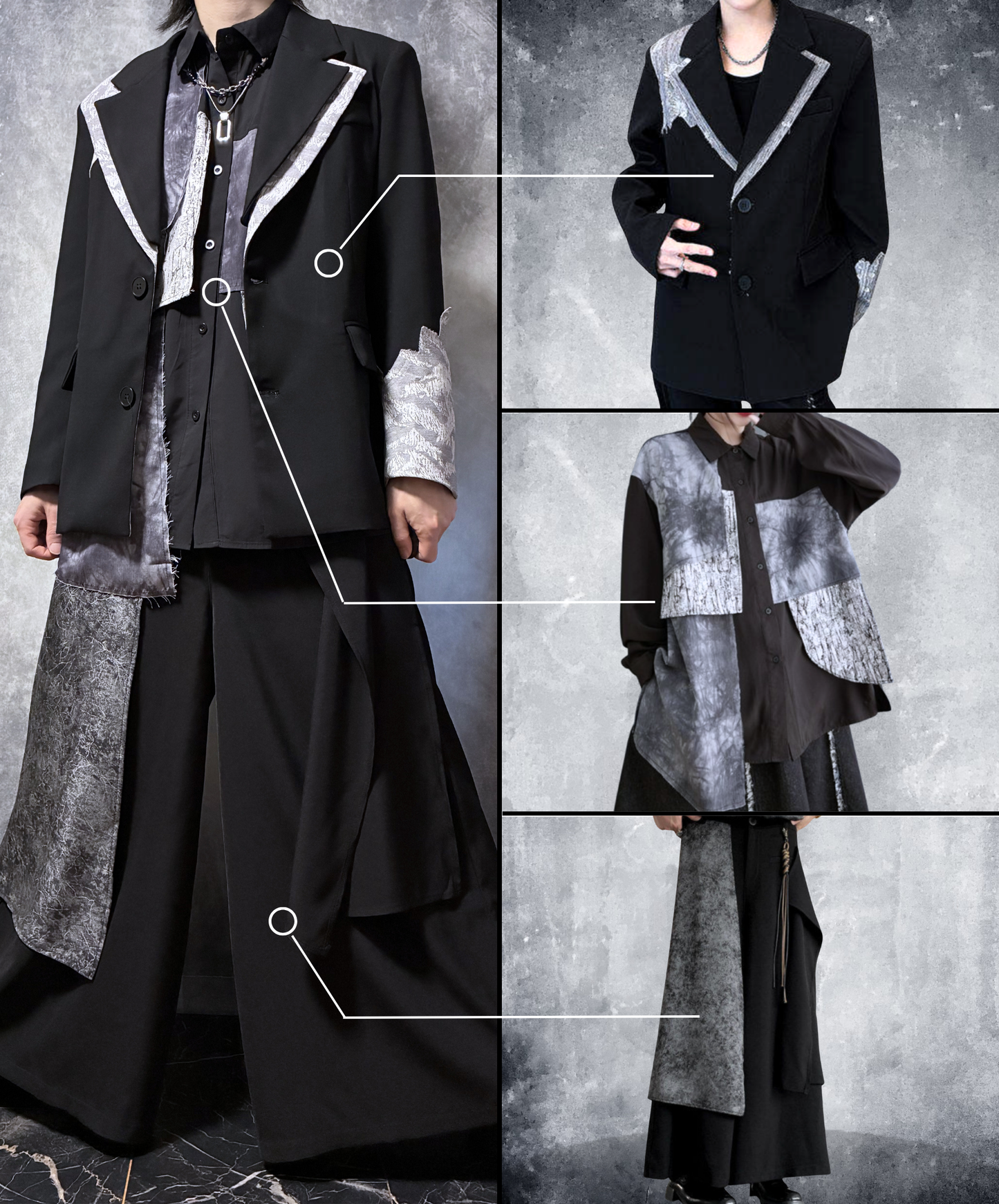 【style95】dark mode outfit set EN2869（jacket + shirt + pants set）