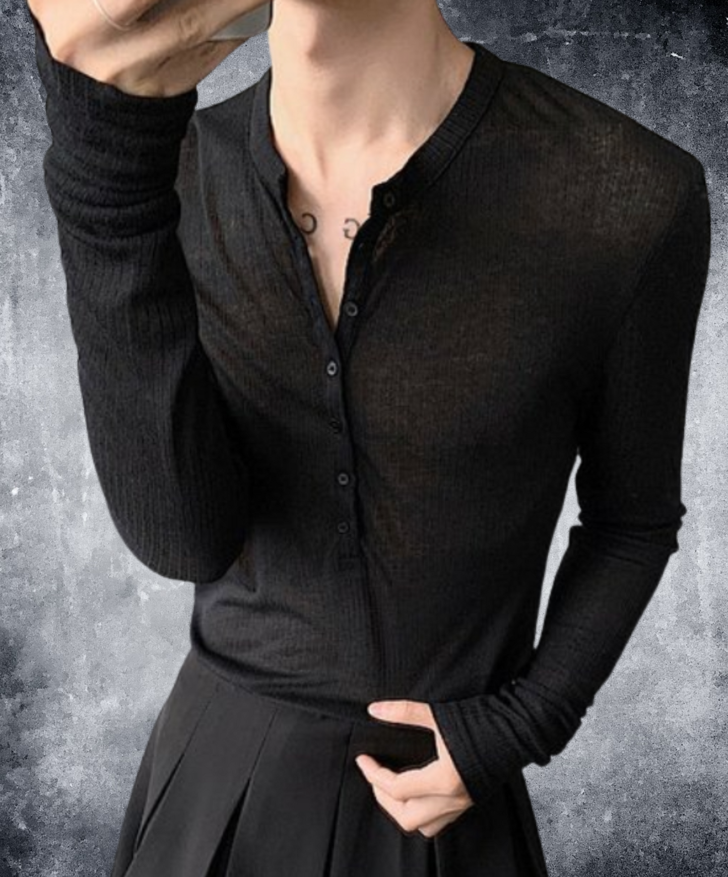 half-open thin long t-shirt EN2326