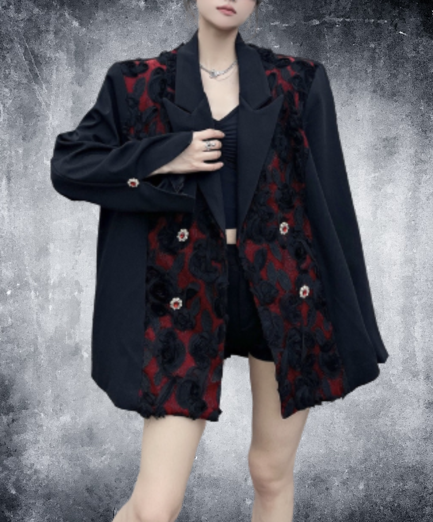 elegant rose motif jacket EN3092