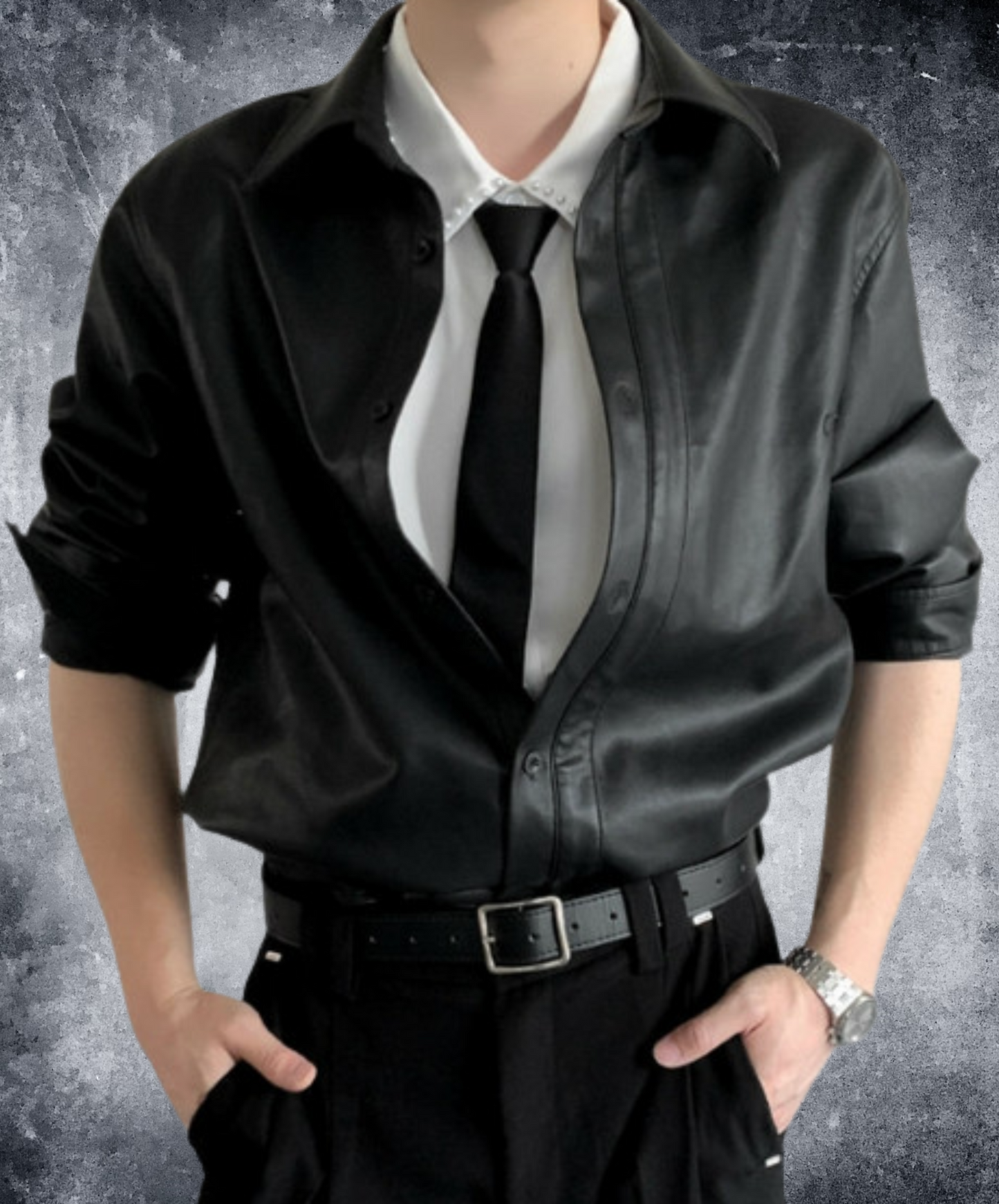 simple smooth leather shirt EN2370