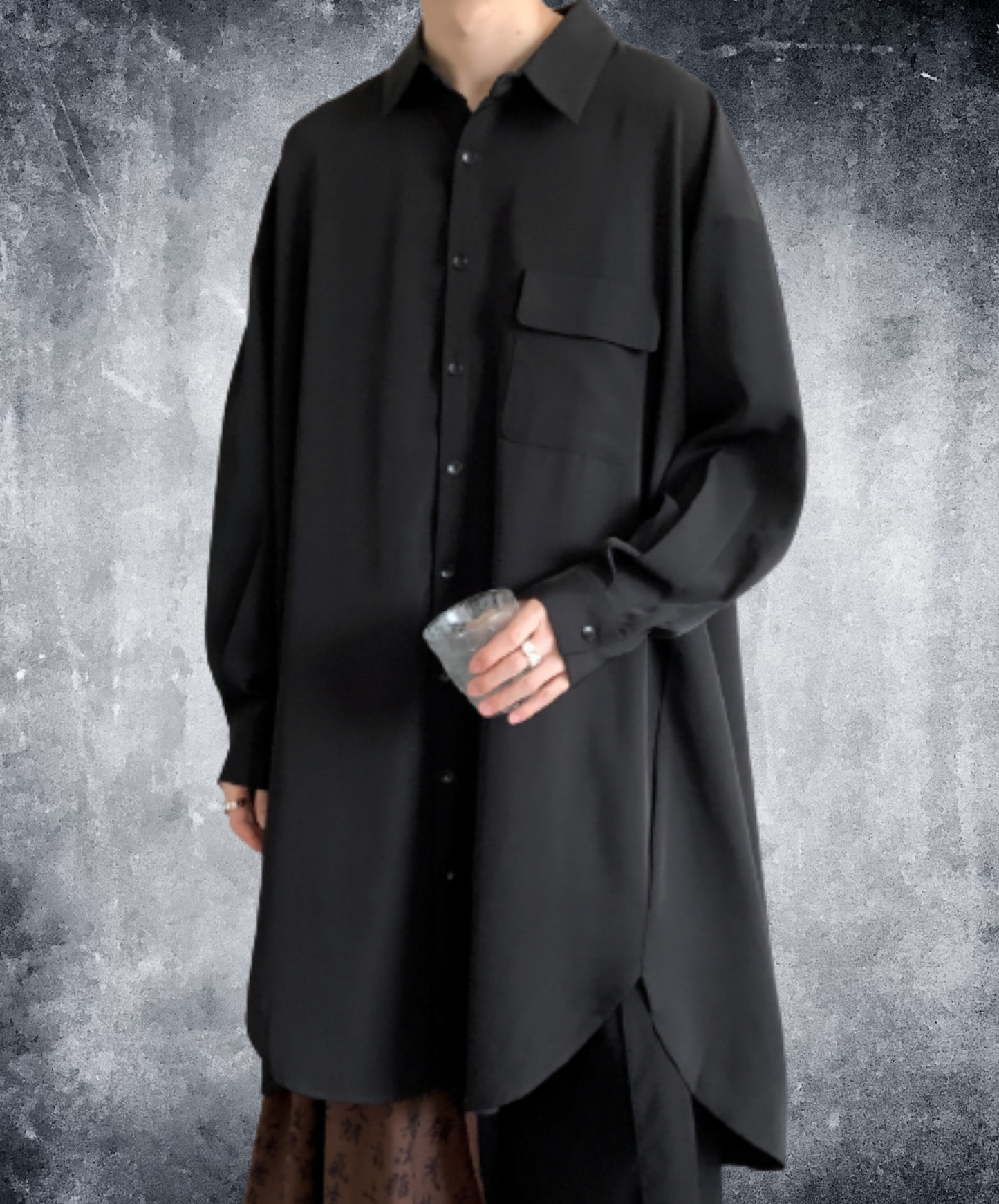 loose silhouette long length shirt EN1927