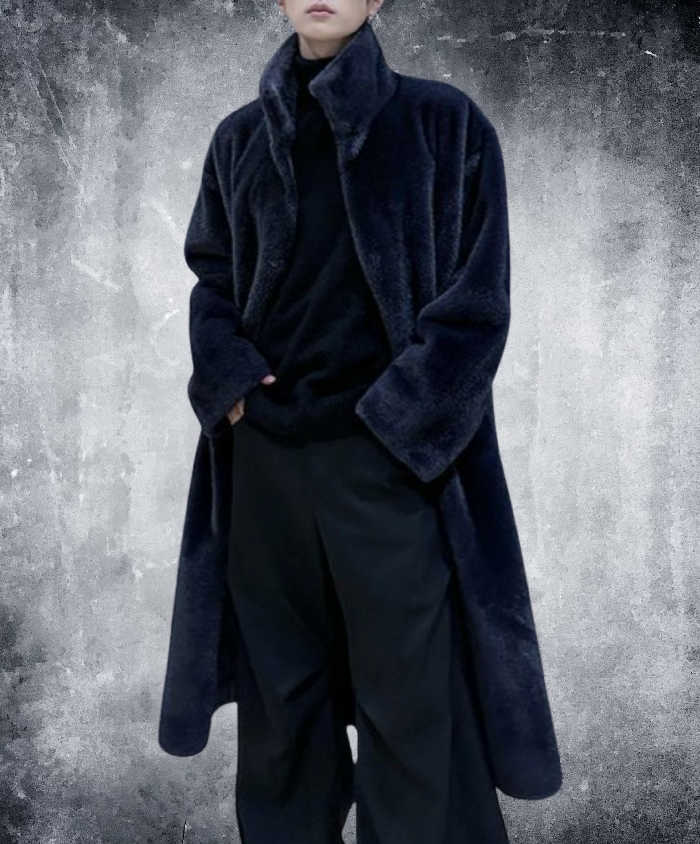 stand collar faux mink fur coat EN2573