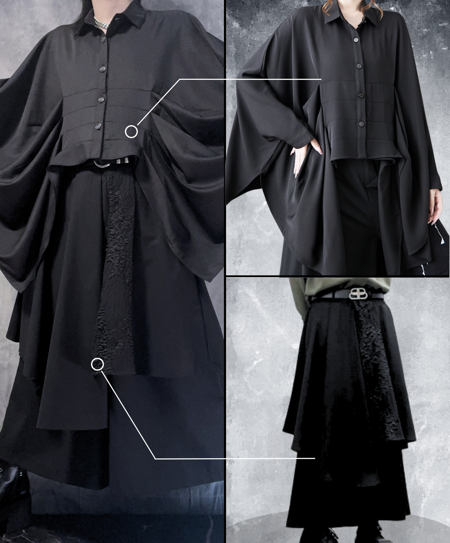 【style91】dark mode outfit set EN2716（shirt + pants set）