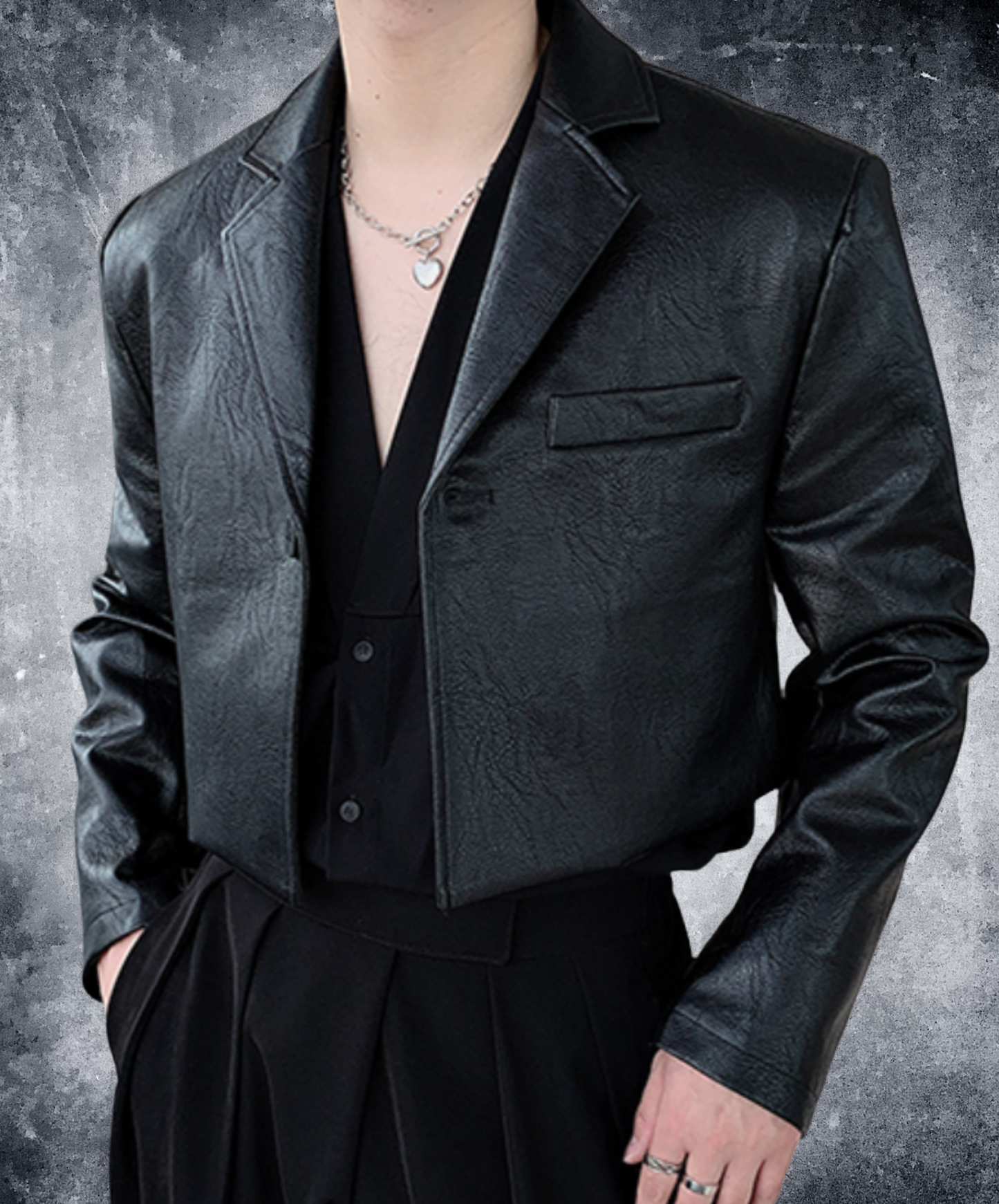 one-button leather shorts jacket EN2047