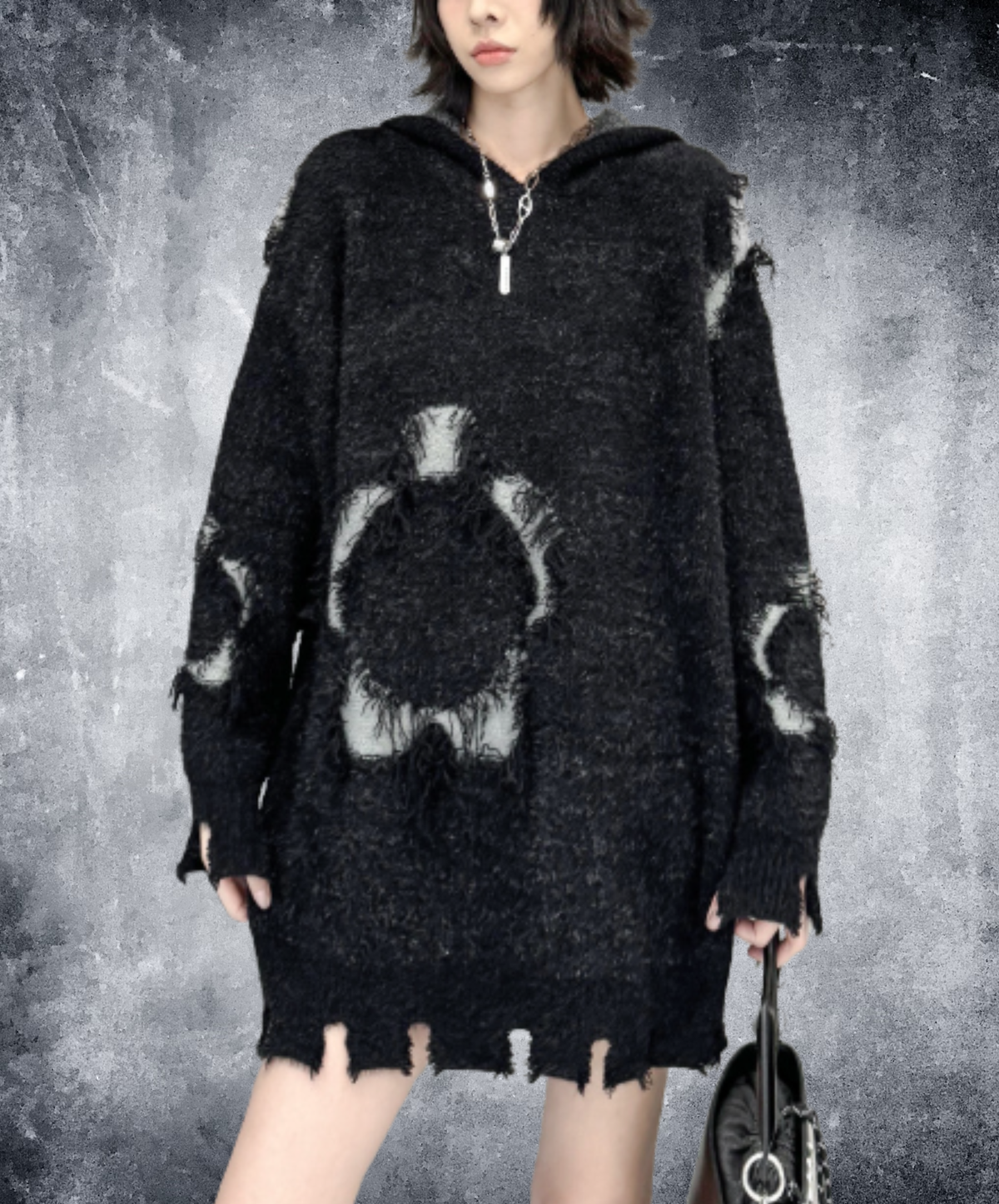 circle graphic with distressed finish sweater EN3203
