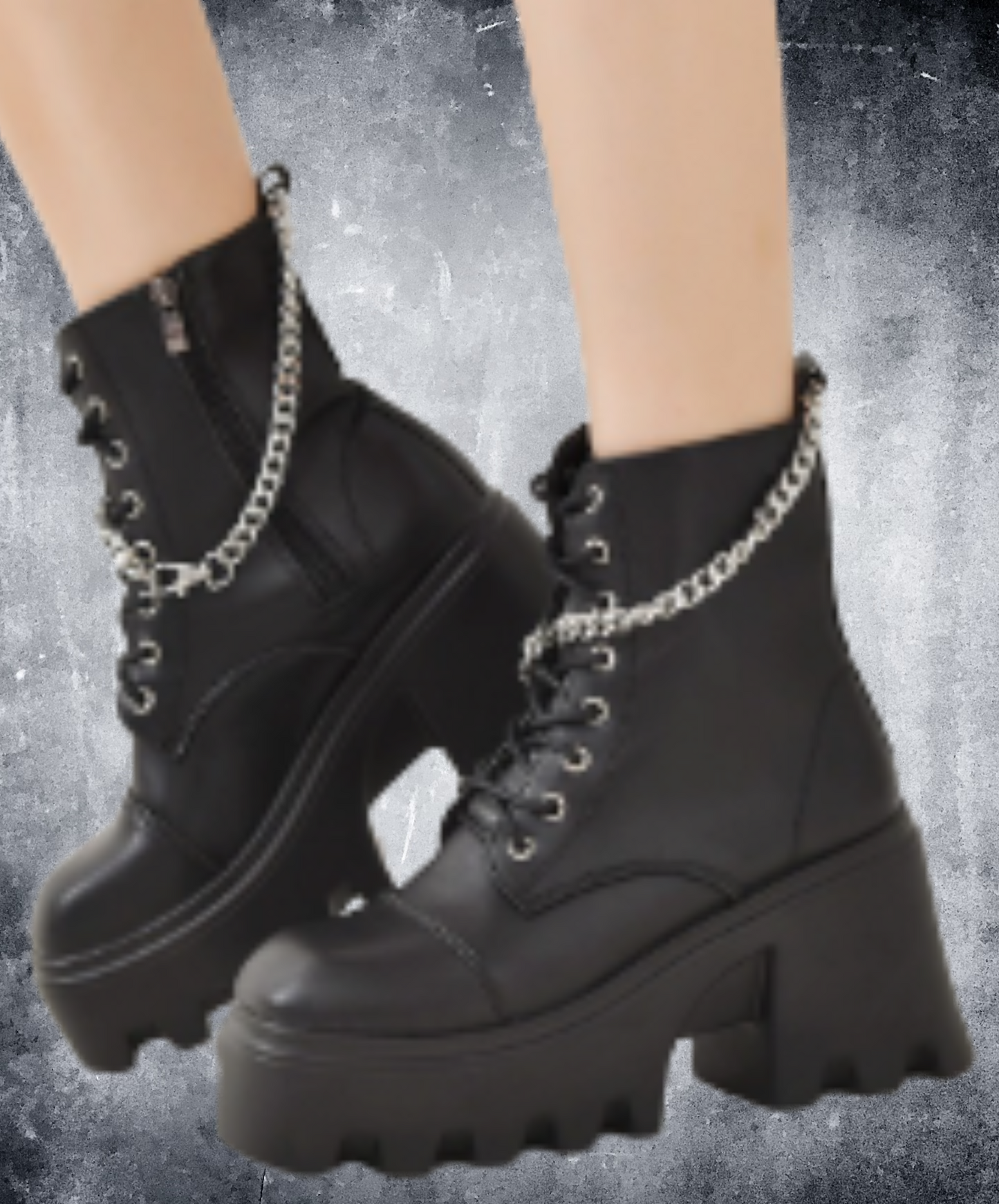 wrap around chain zip up boots EN2002