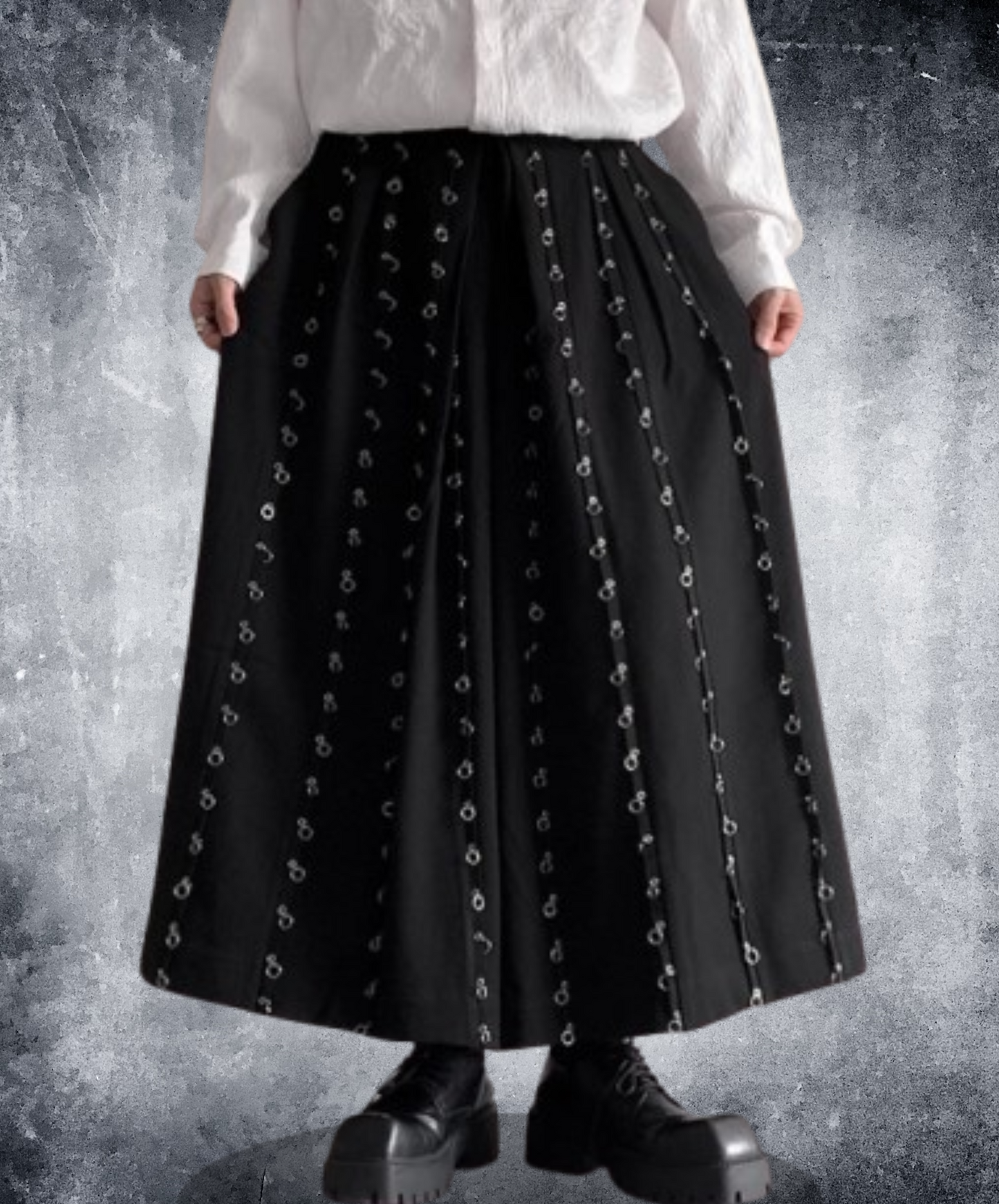 dark metal hoop wide pants EN1899