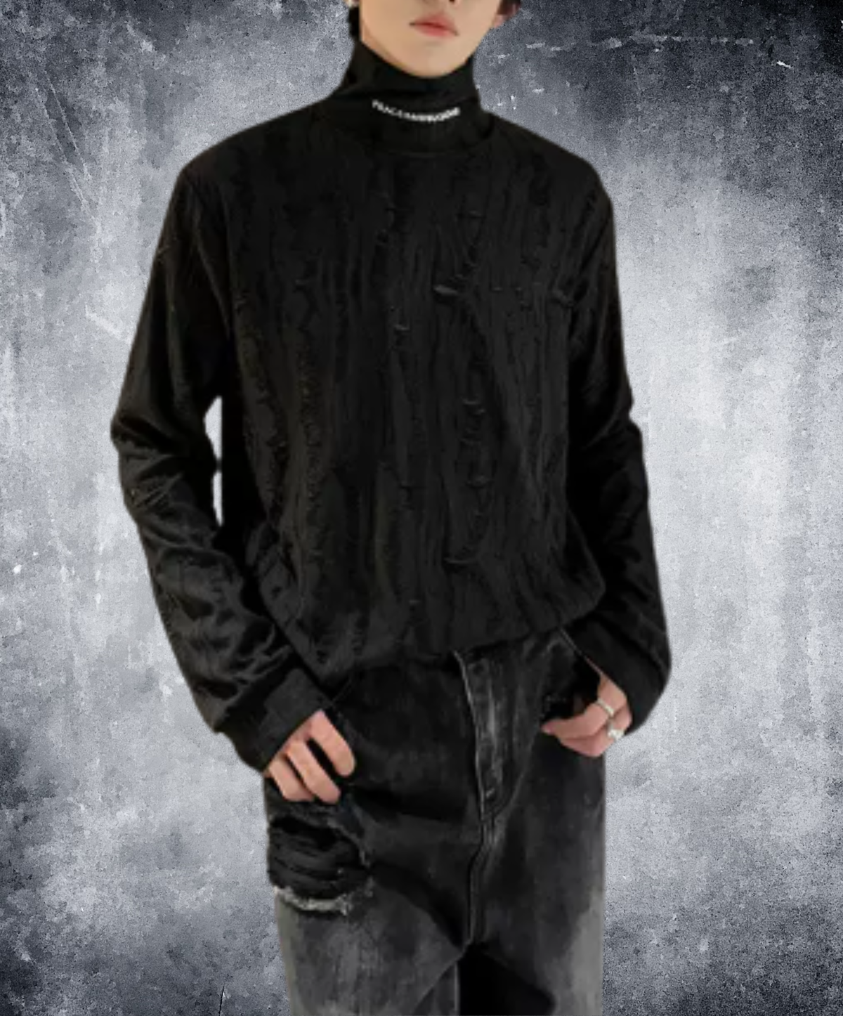 vertical distressed detailing t-shirt EN3237