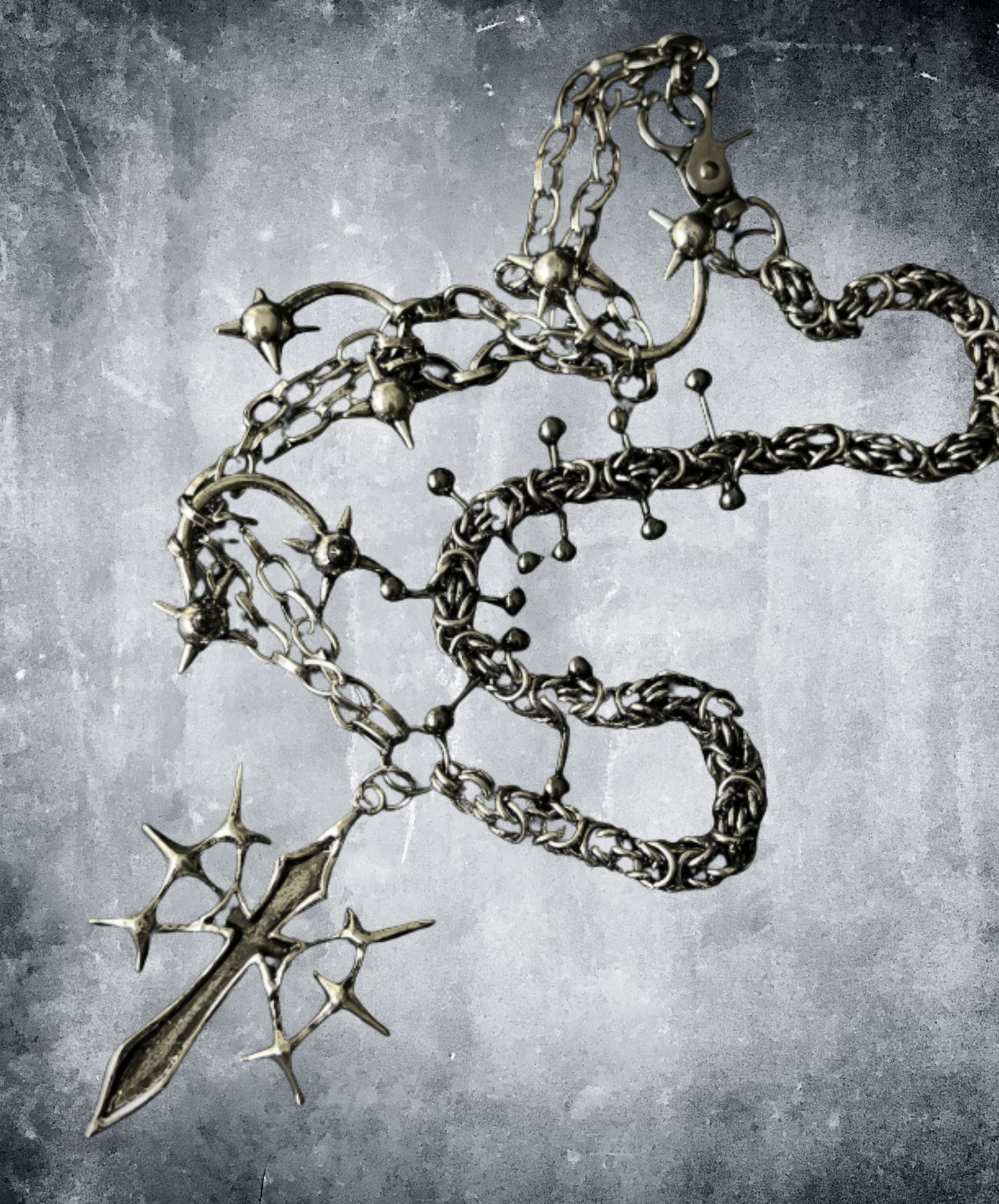 punk gothic cross barbell necklace EN2851