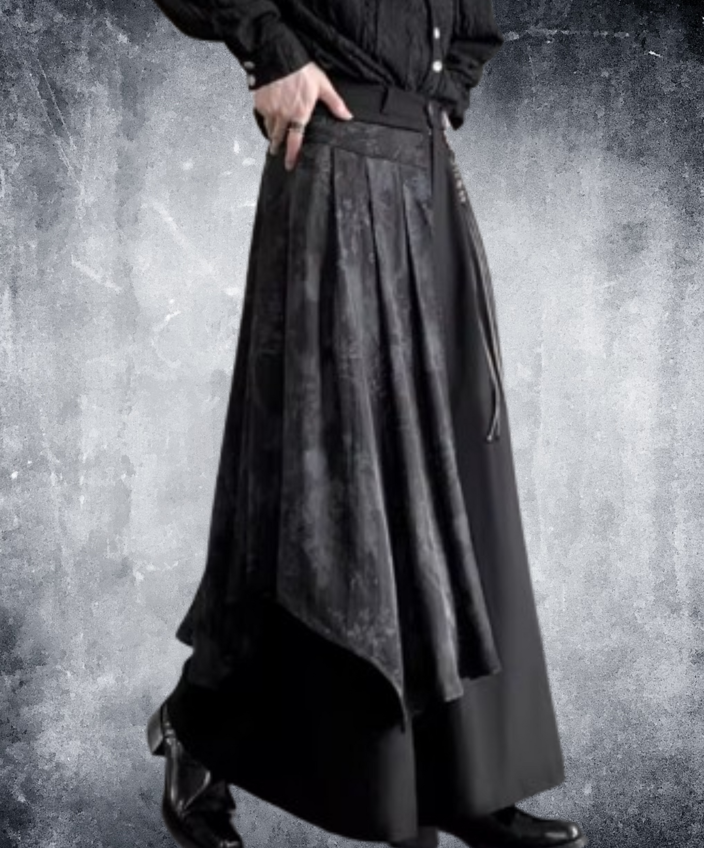 dark fluttering layered wide pants EN1897