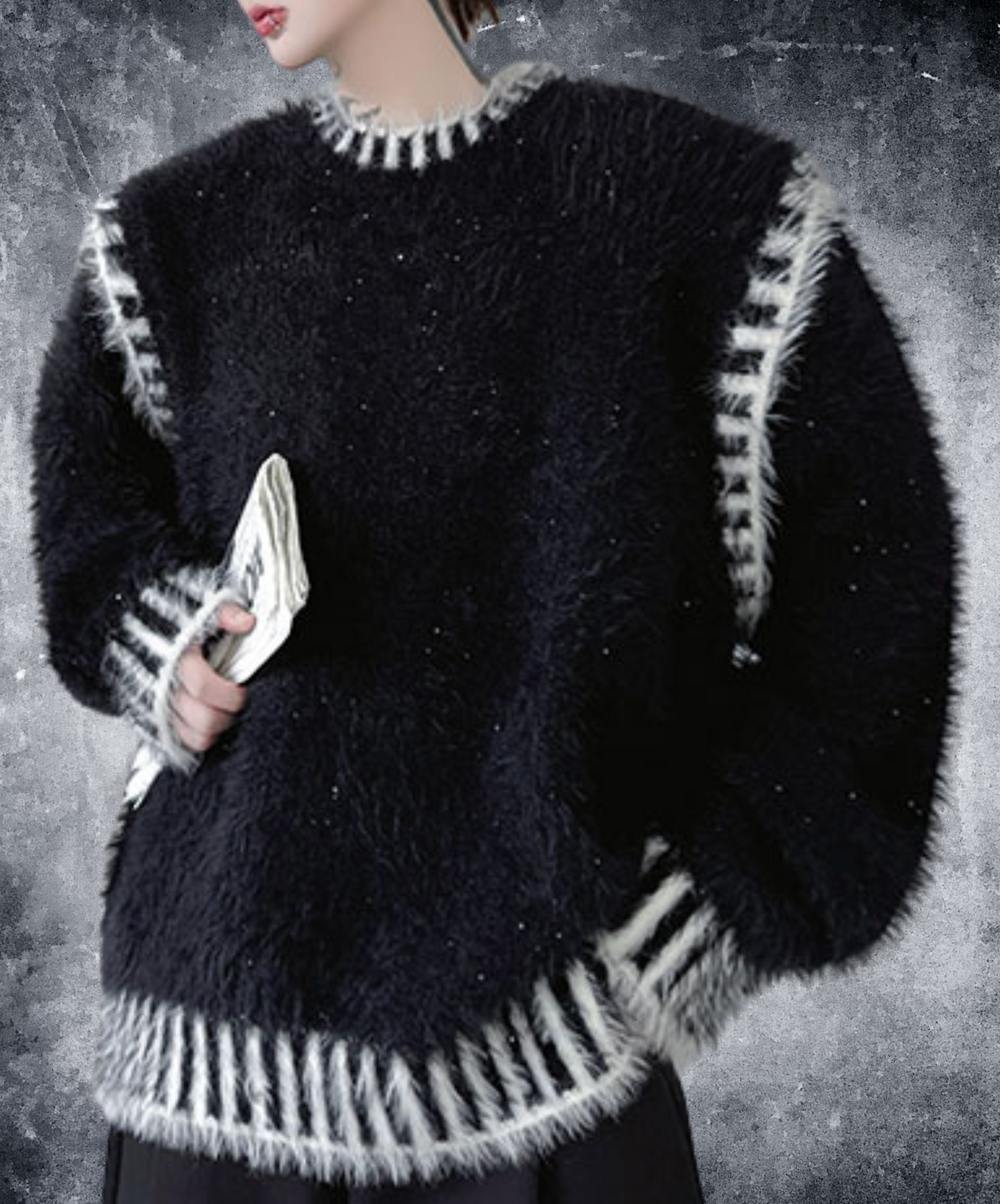 dark retro colorblock stitching sweater EN2532