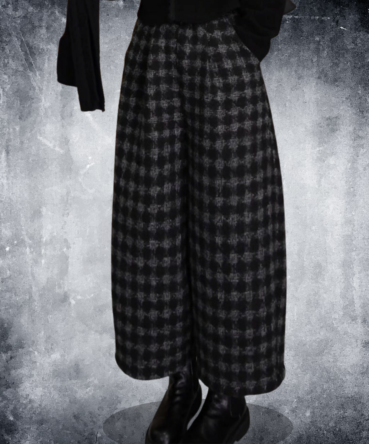 dark retro check cropped wide pants EN2736