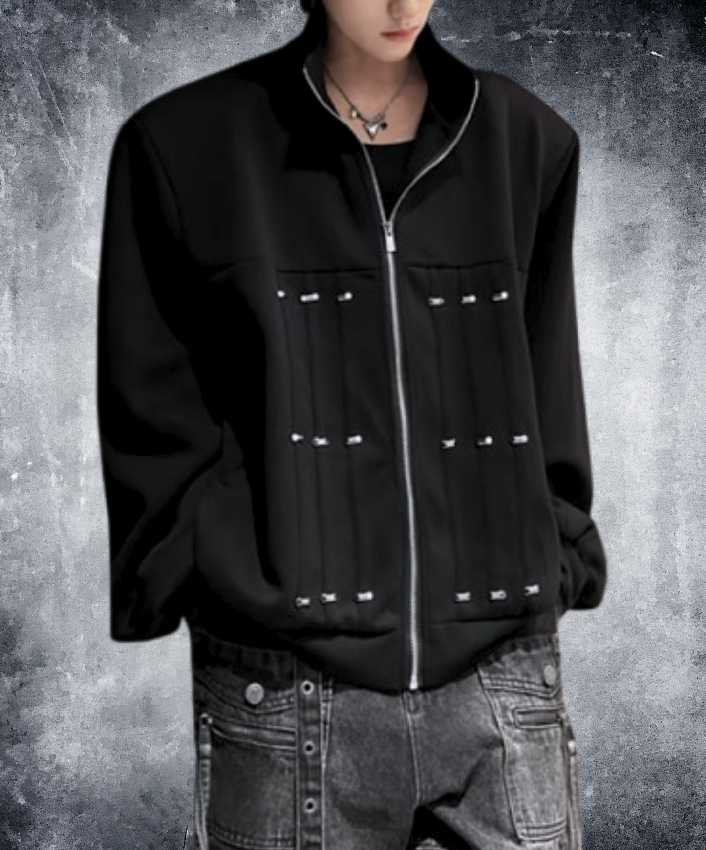 metal embellishment zip jacket EN1865