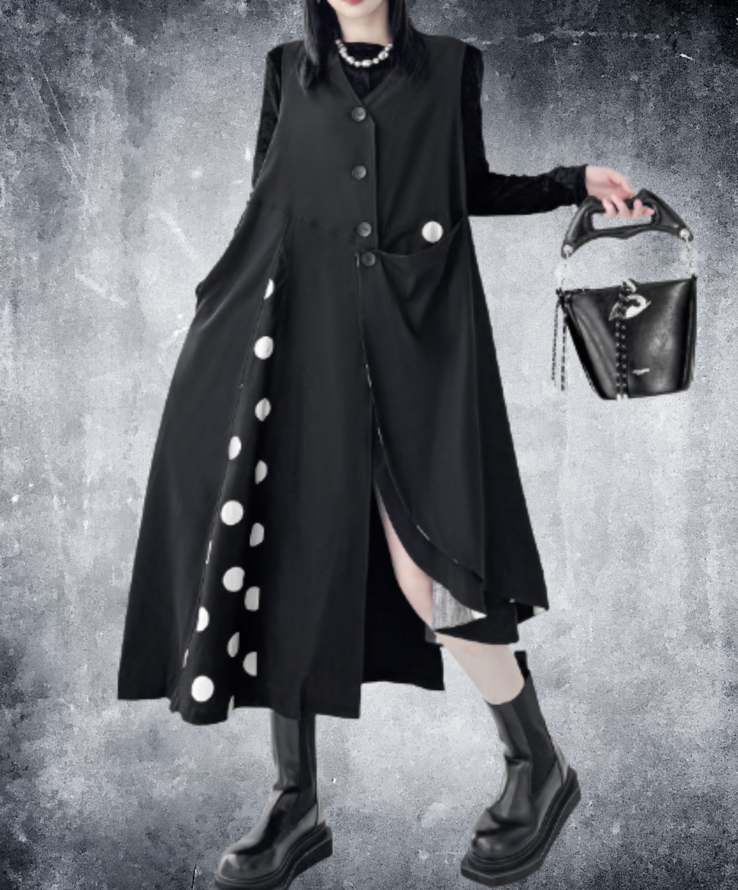 asymmetrical v-neck mid-length top vest  EN3051