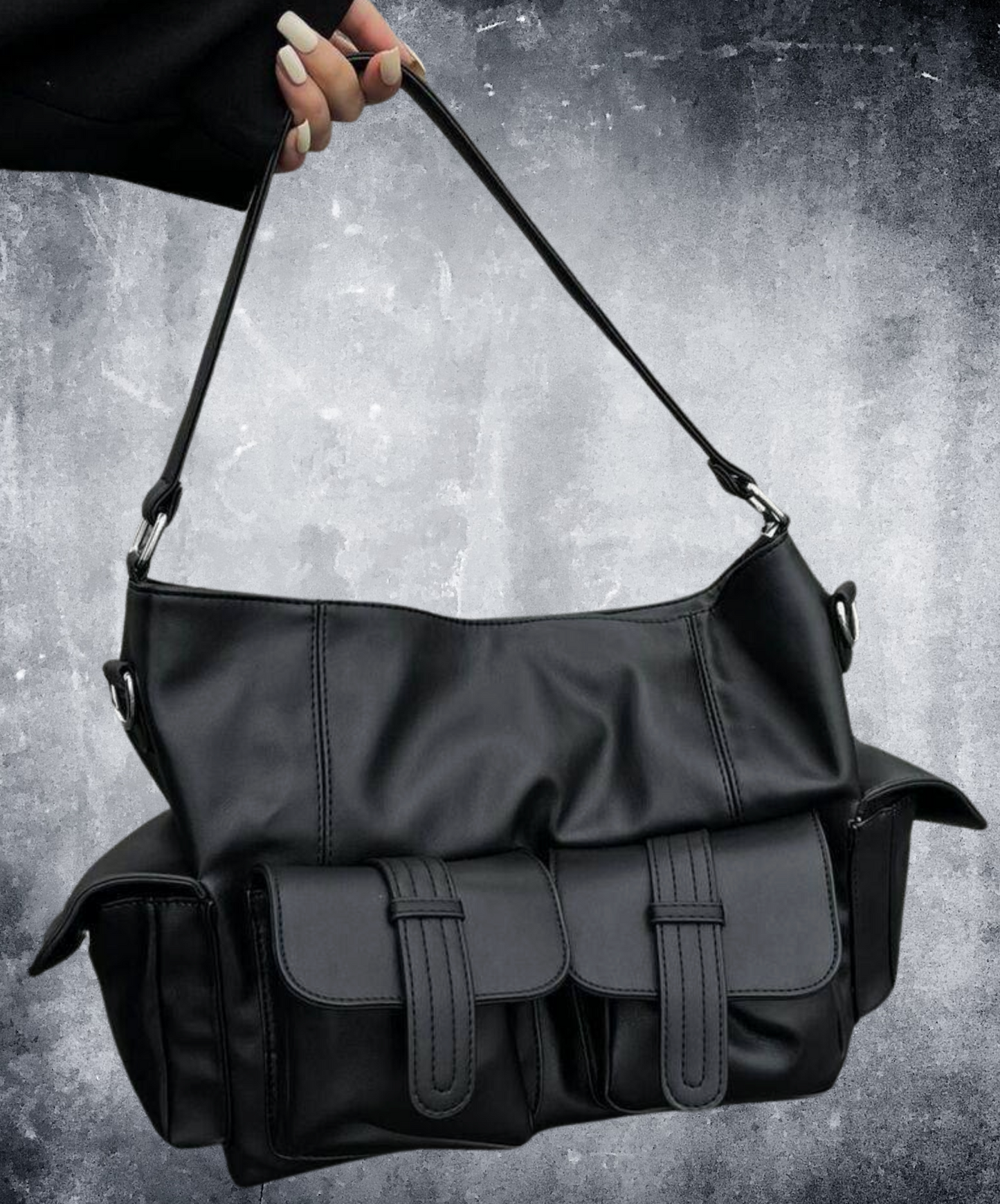 dark large capacity square shoulder bag EN2646