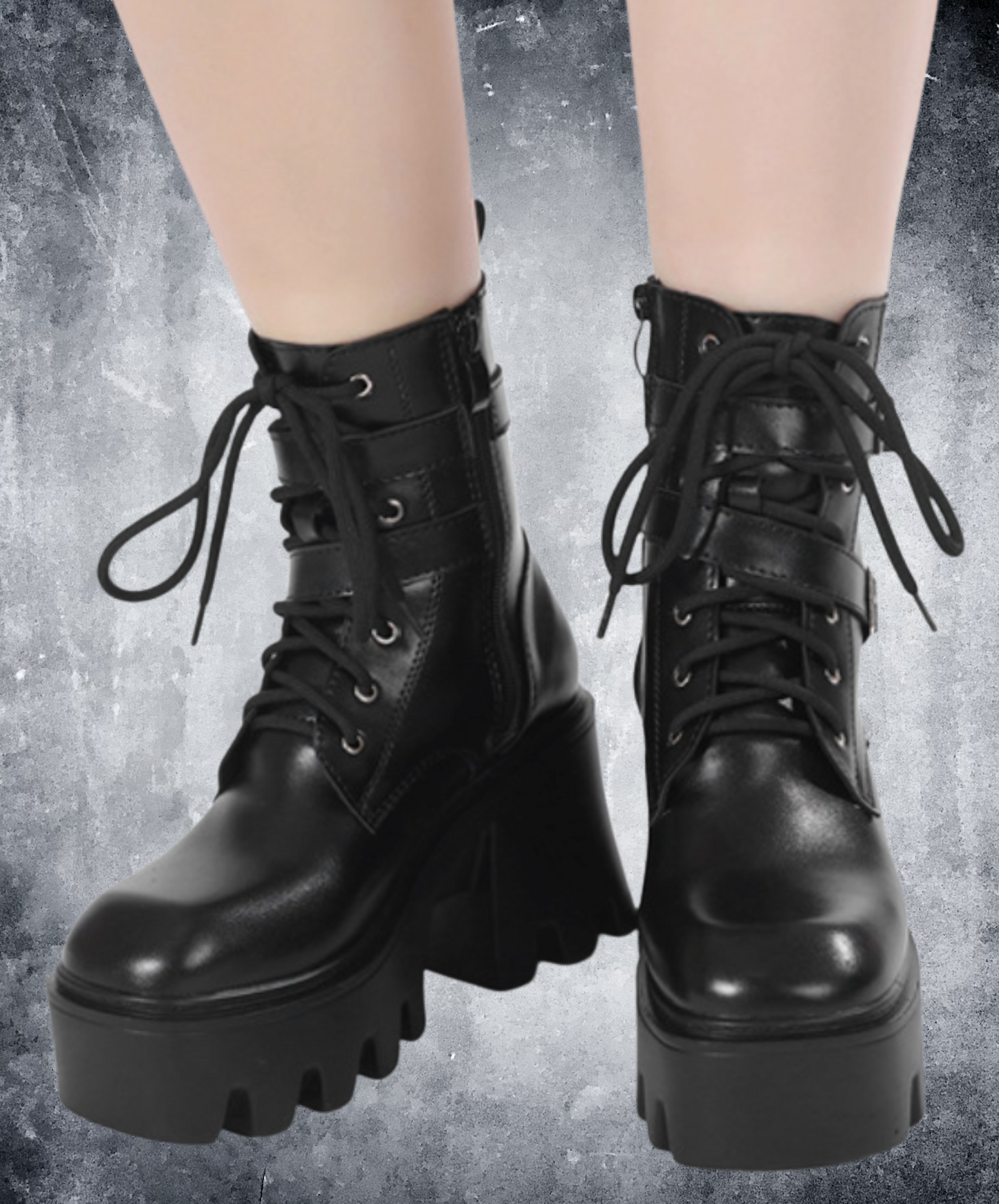 wave-shaped sole double belt boots EN2610