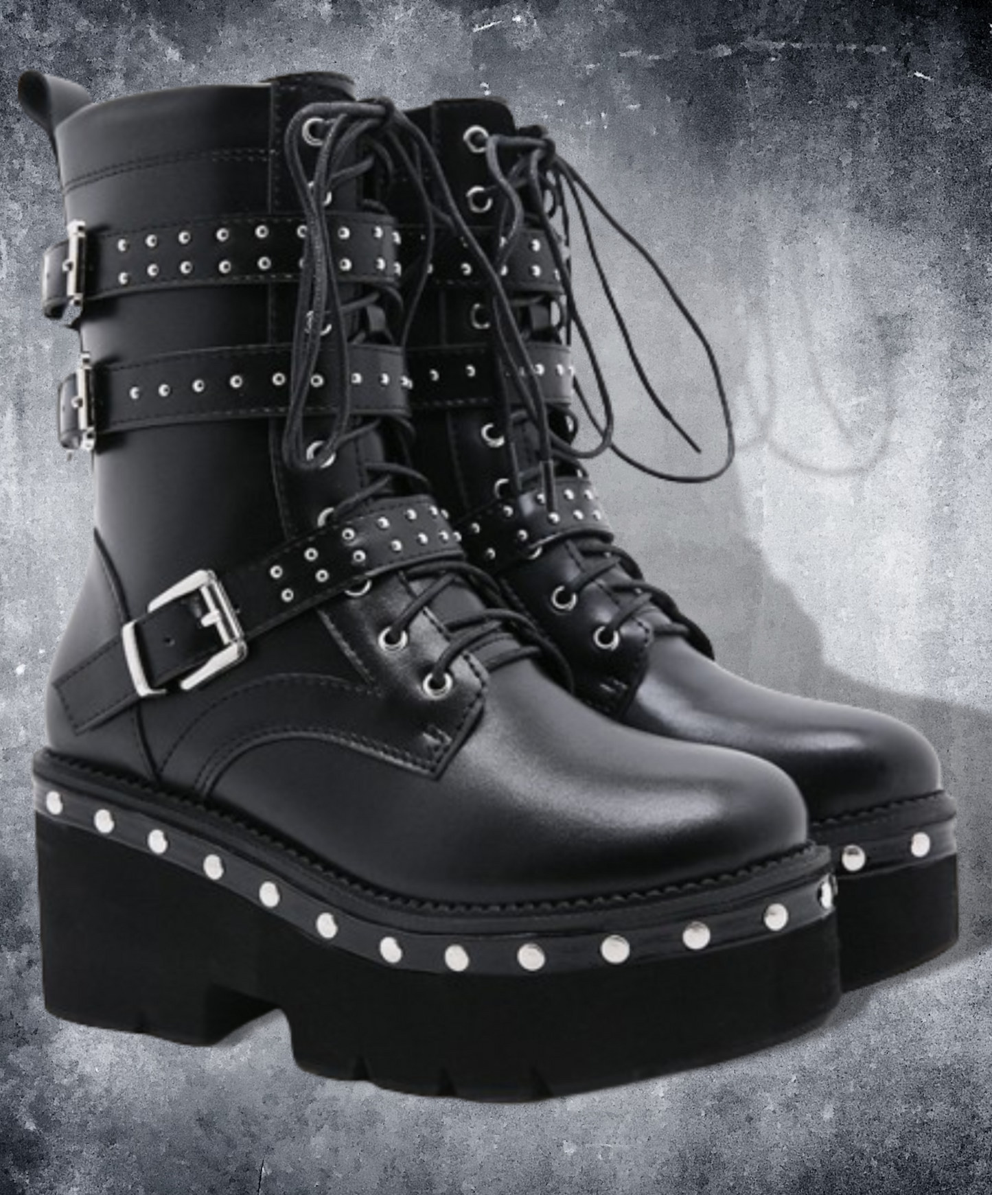 studded side zipper boots EN1226