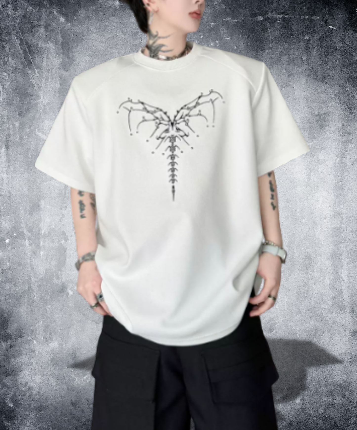 dark heart bead embroidery t-shirt EN2875