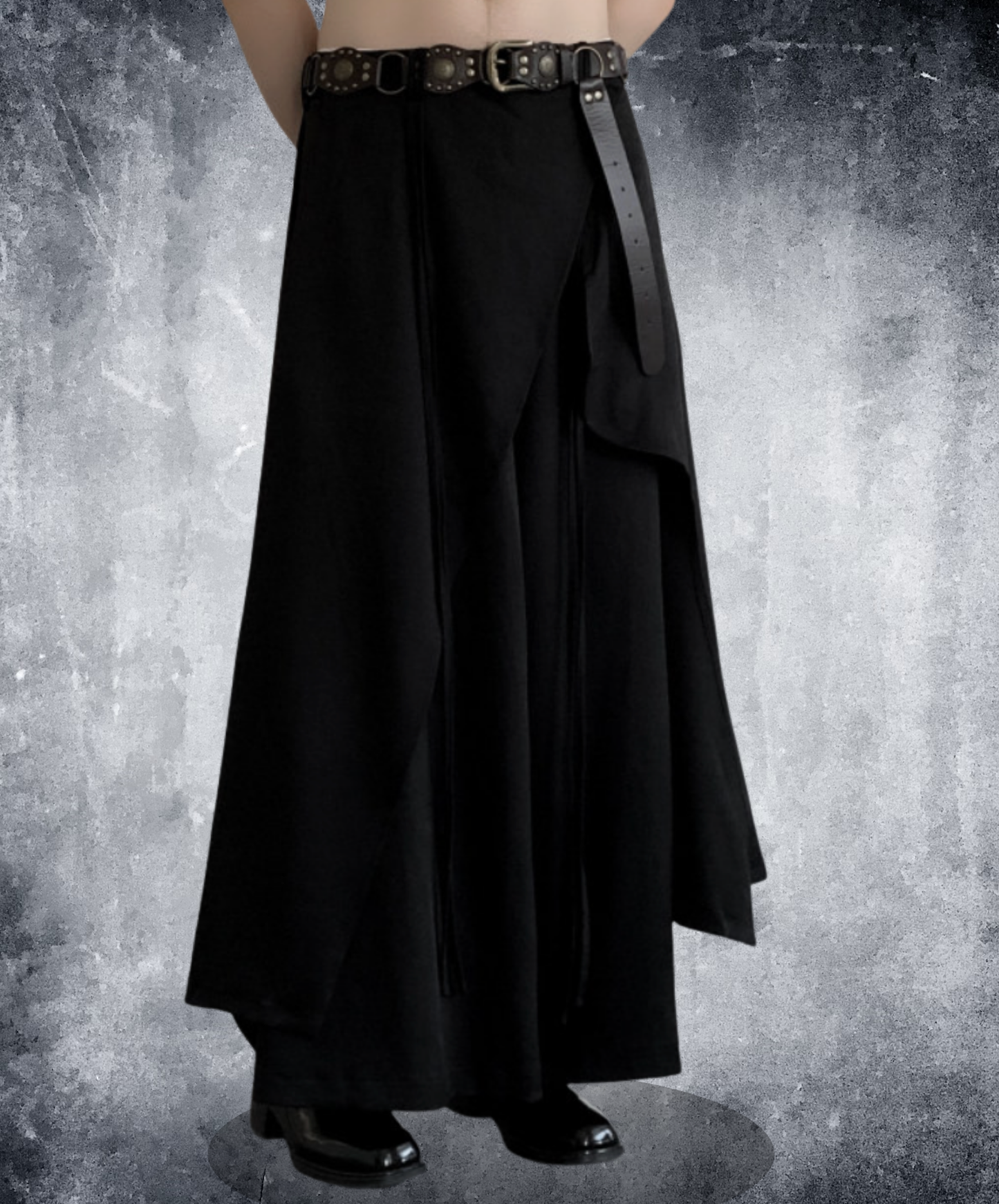 dark chinese style irregular design pants EN2663