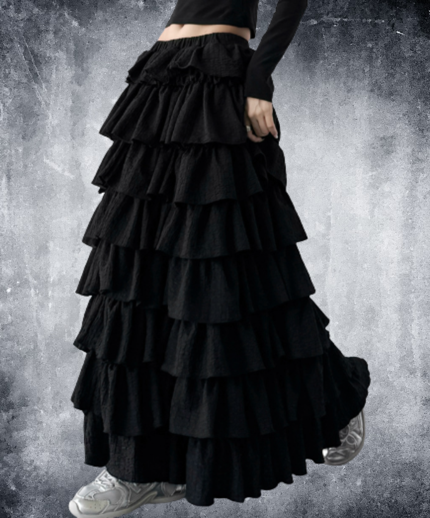 volume tiered long skirt EN2935