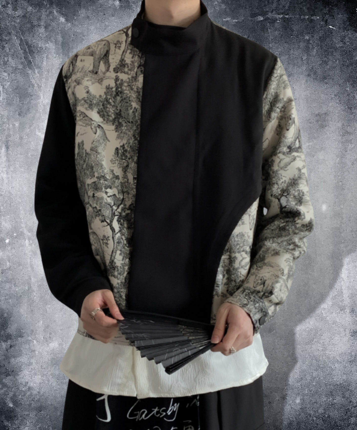 chinese style ink painting design zip up jacket EN1491