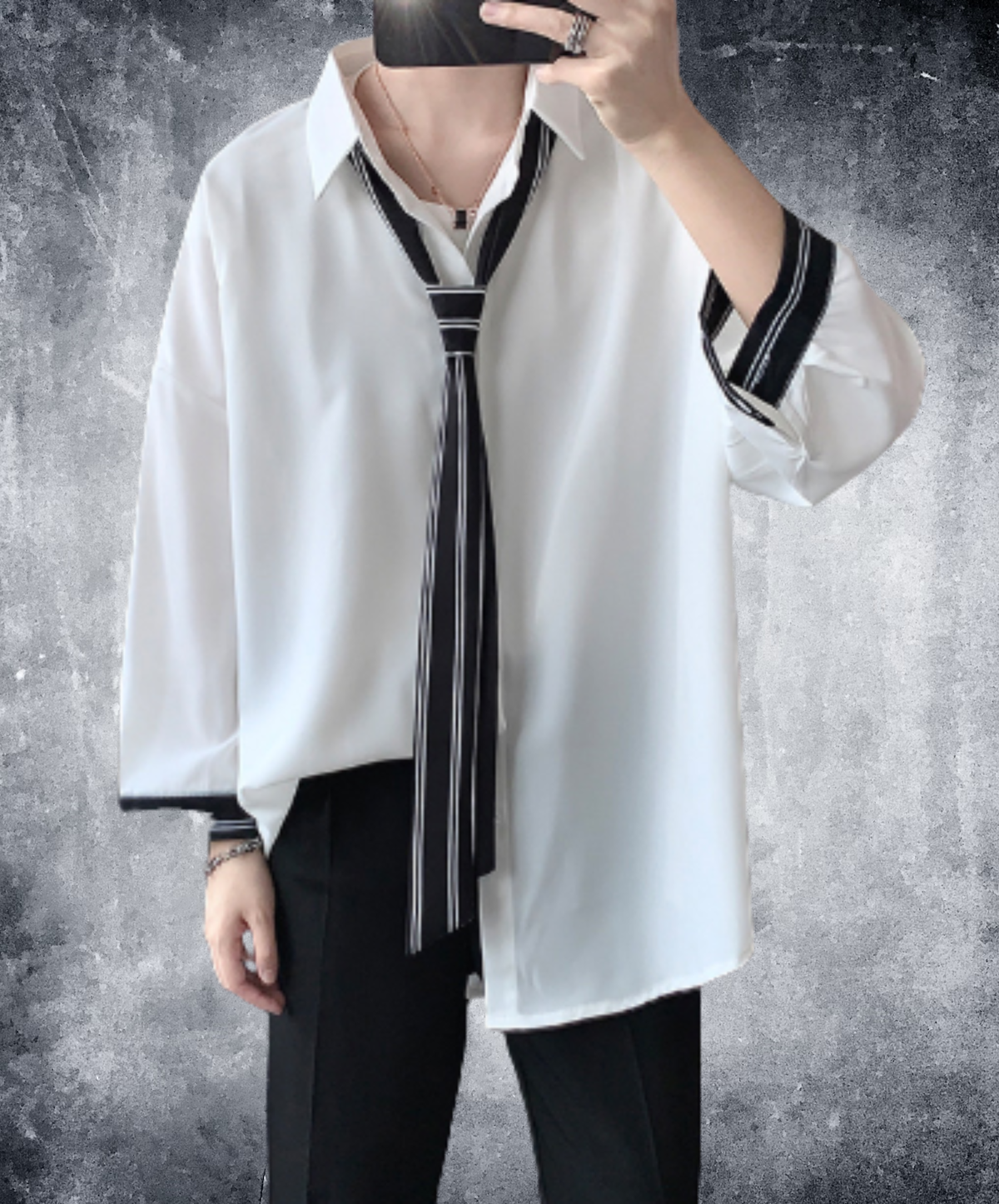 loose-fit design with striped paneling shirt EN3171