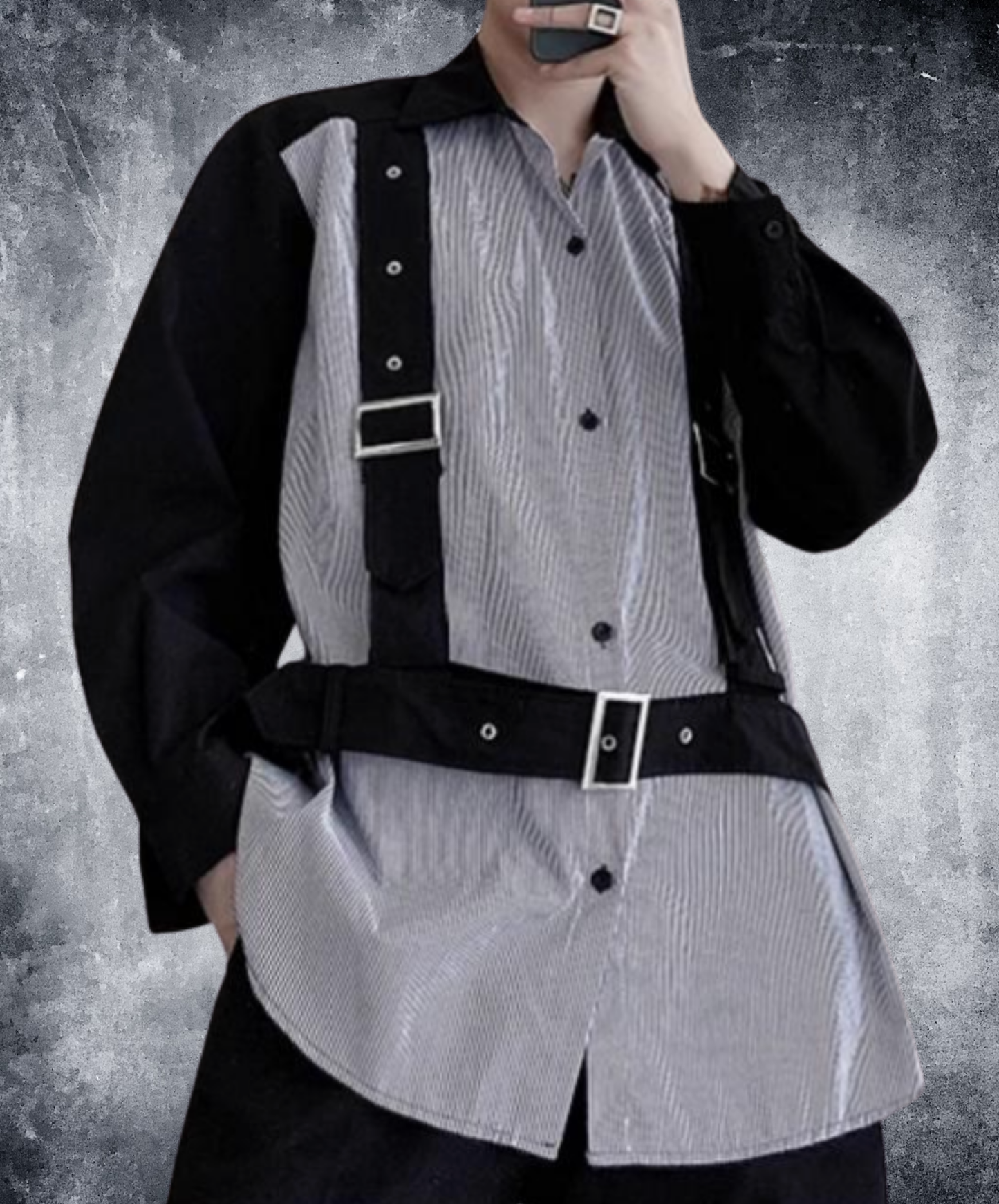 extra-thick belt with decorative stripes shirt EN2843