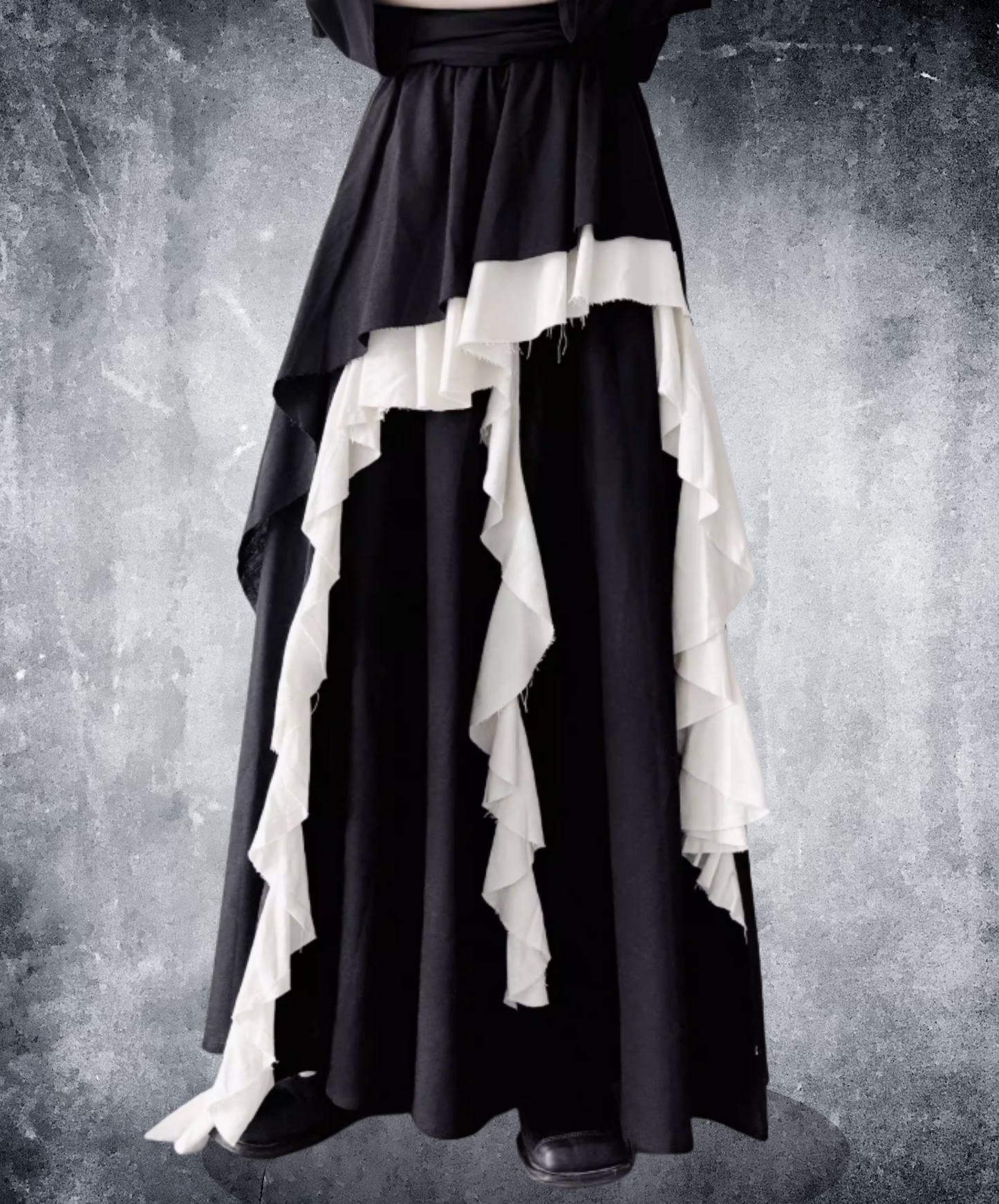 dark Irregular frills color block skirt EN2810