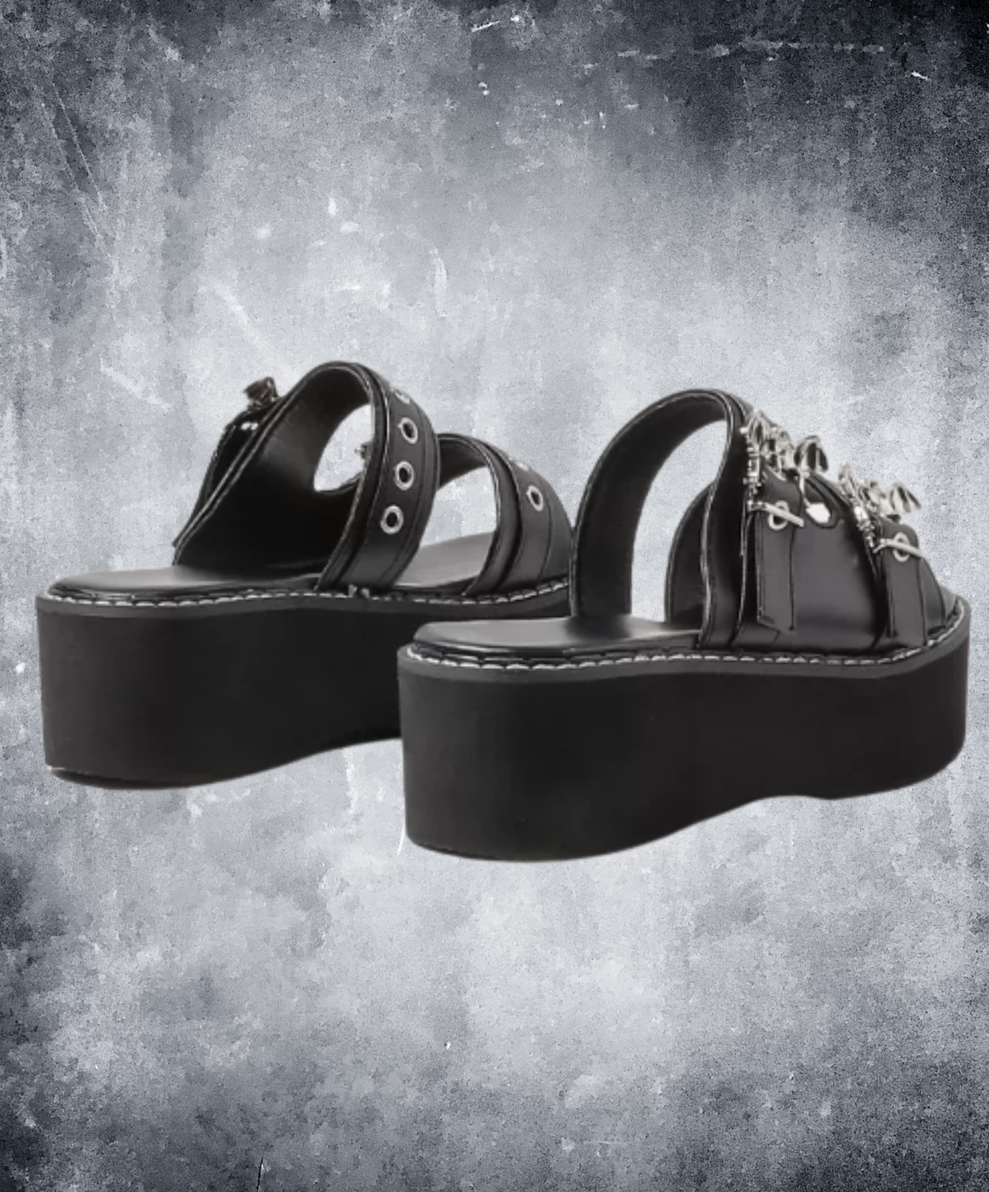 bat motif buckle platform clogs sandals EN2881