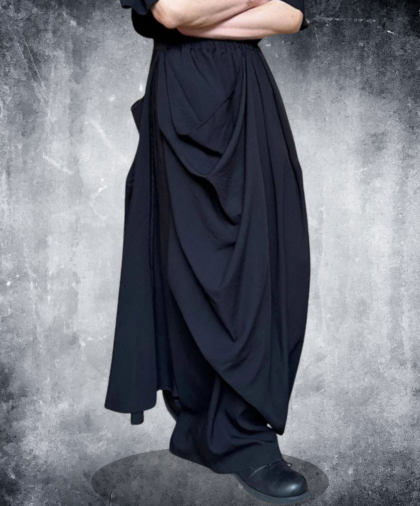 dark draped double skirt pants EN2691