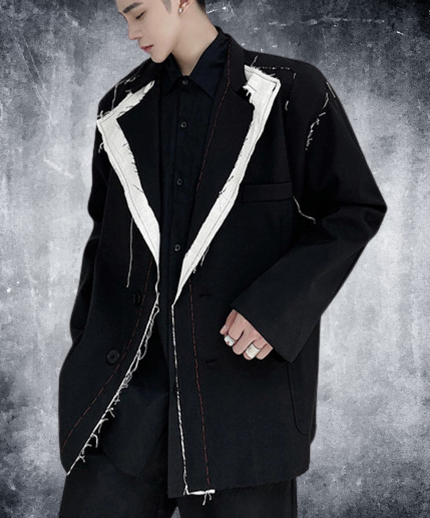 dark color block stitch jacket EN2787