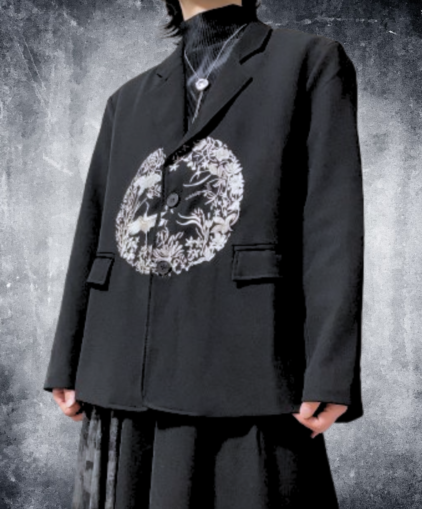 dark chinese circle embroidered jacket EN1895