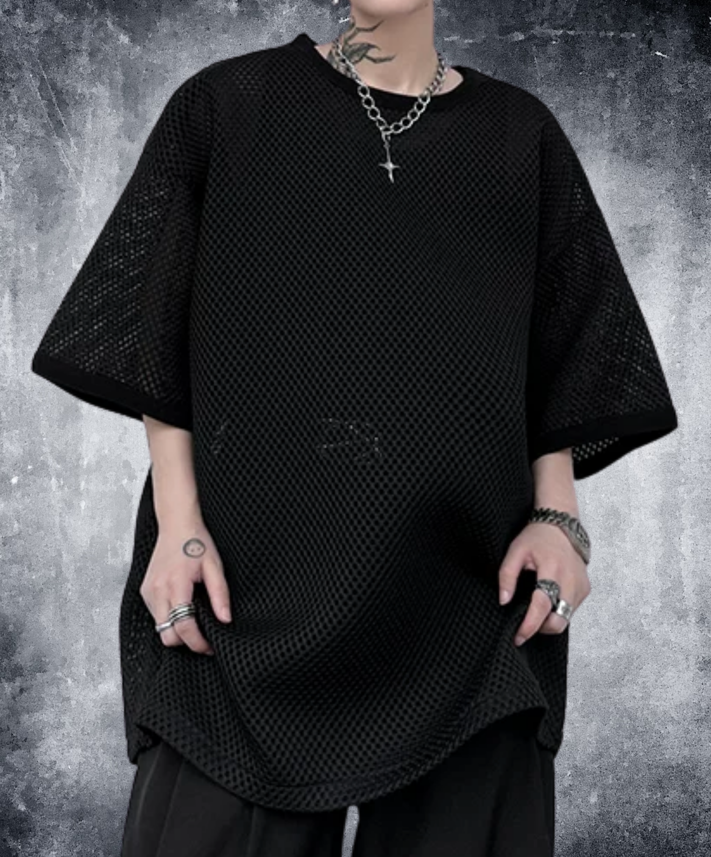round mesh oversized t-shirt EN2862