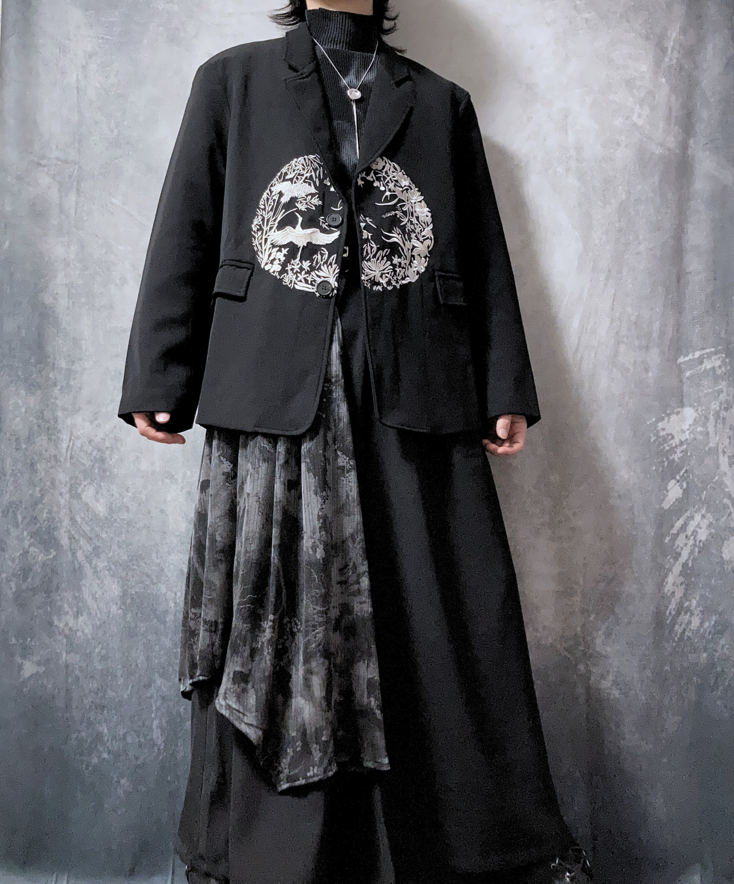 【style70】dark mode outfit set EN1909（jacket + sweater + pants set）