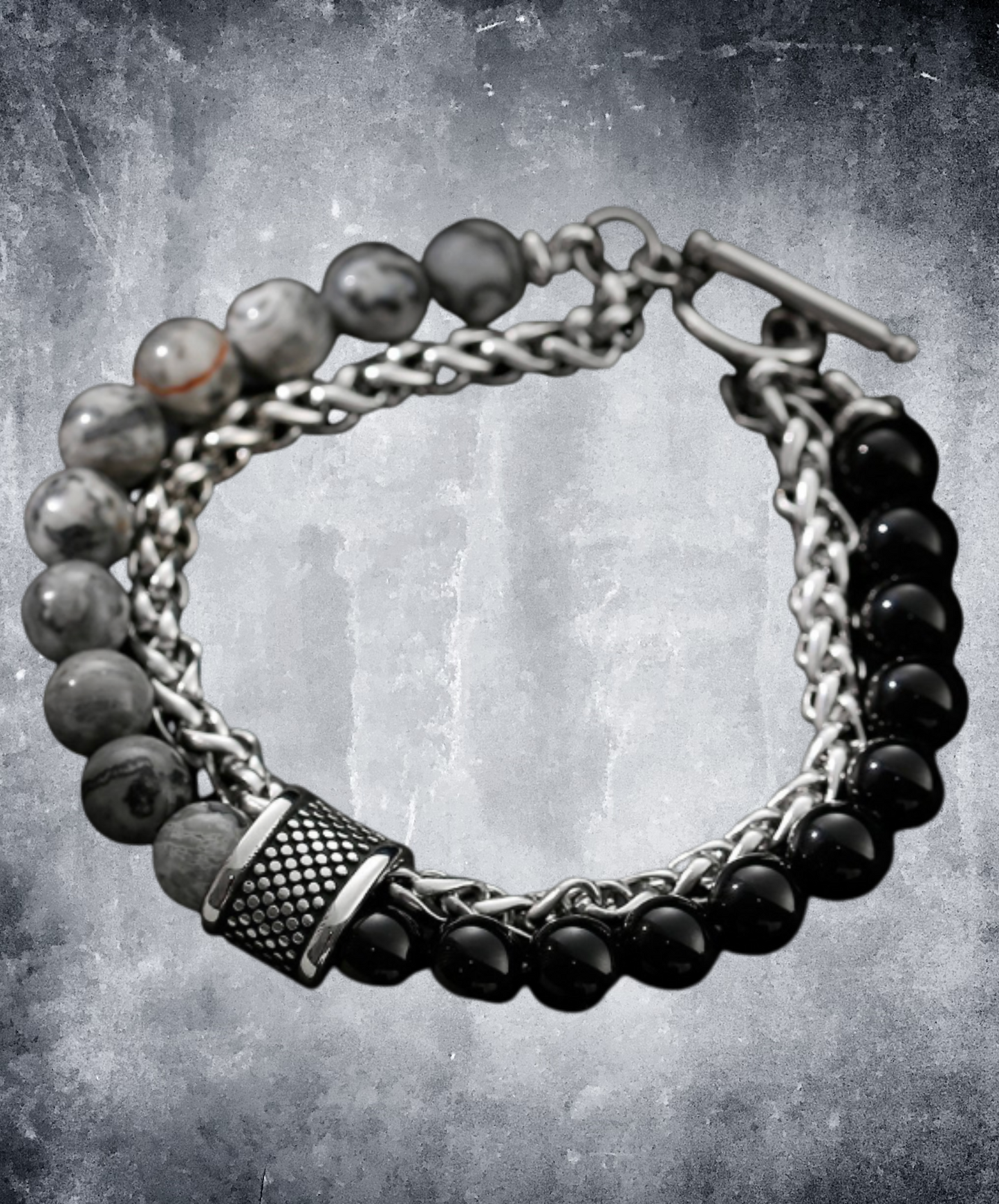 2-layer stone and chain bracelet EN2641