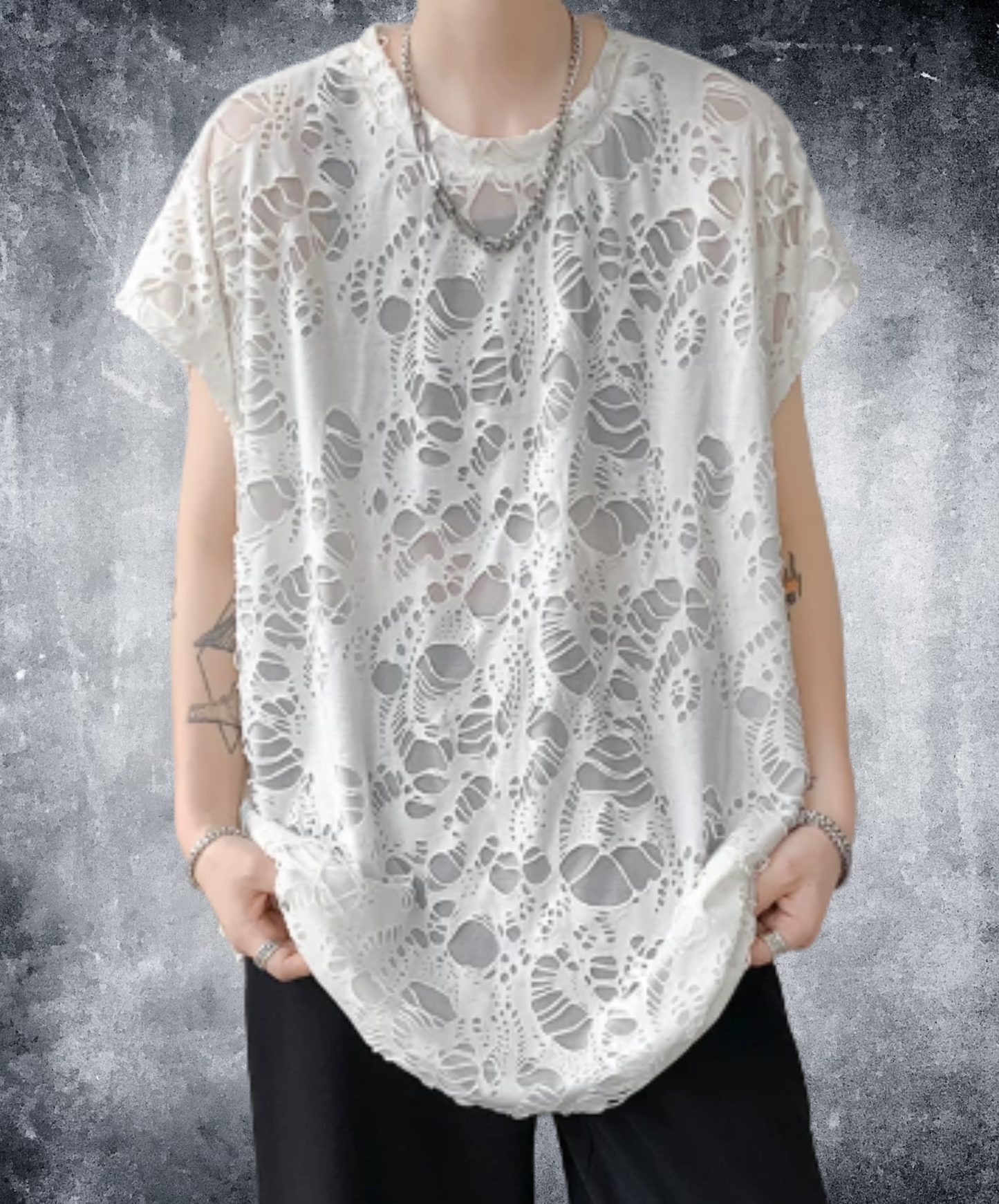 distressed finish, loose silhouette t-shirt EN2938