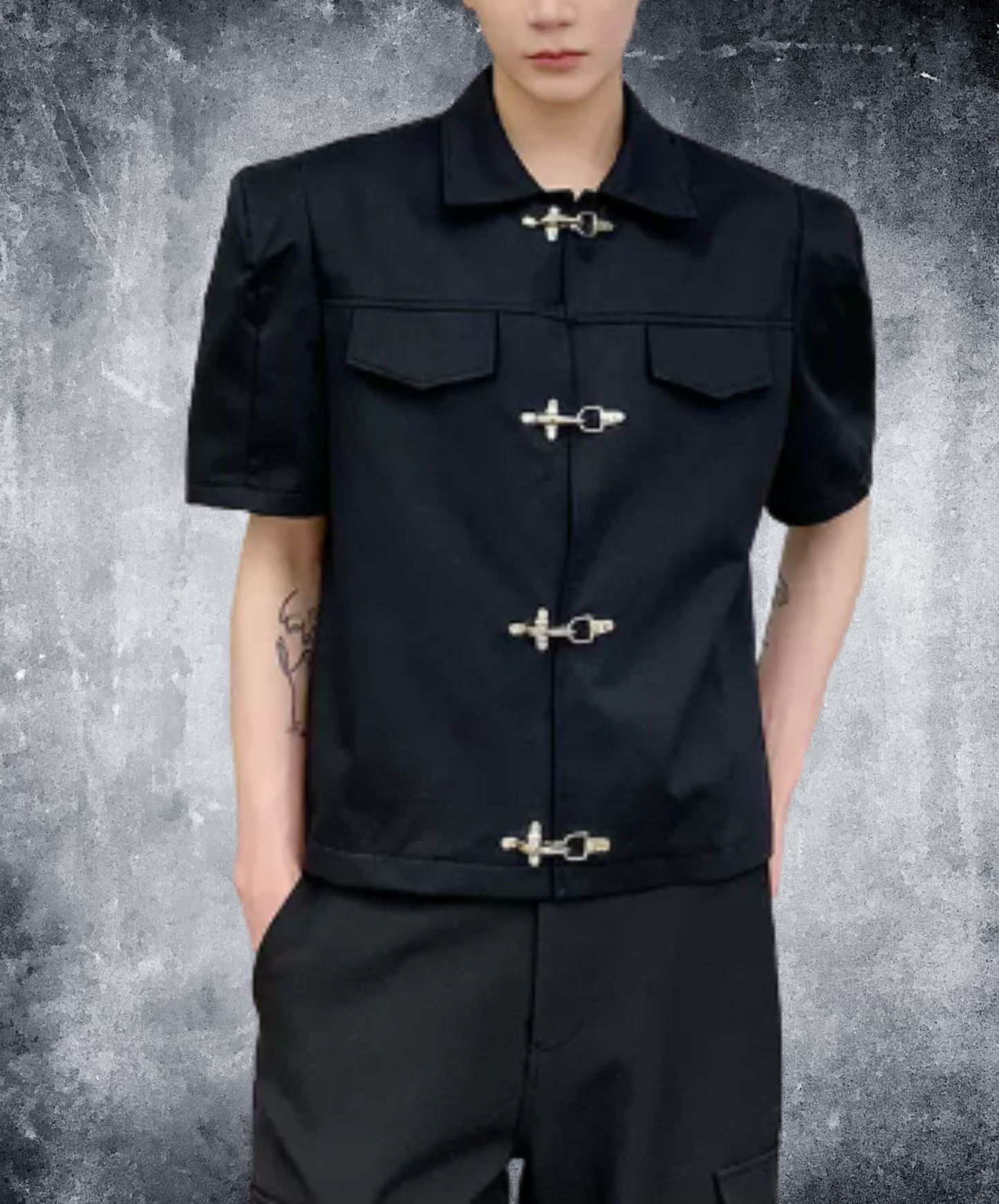 airplane button slim shirt EN2899
