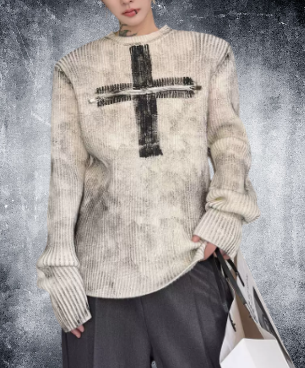 front-motif zip design sweater EN3242