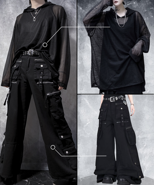 【style103】dark mode outfit set EN3027（hoodie + pants set）