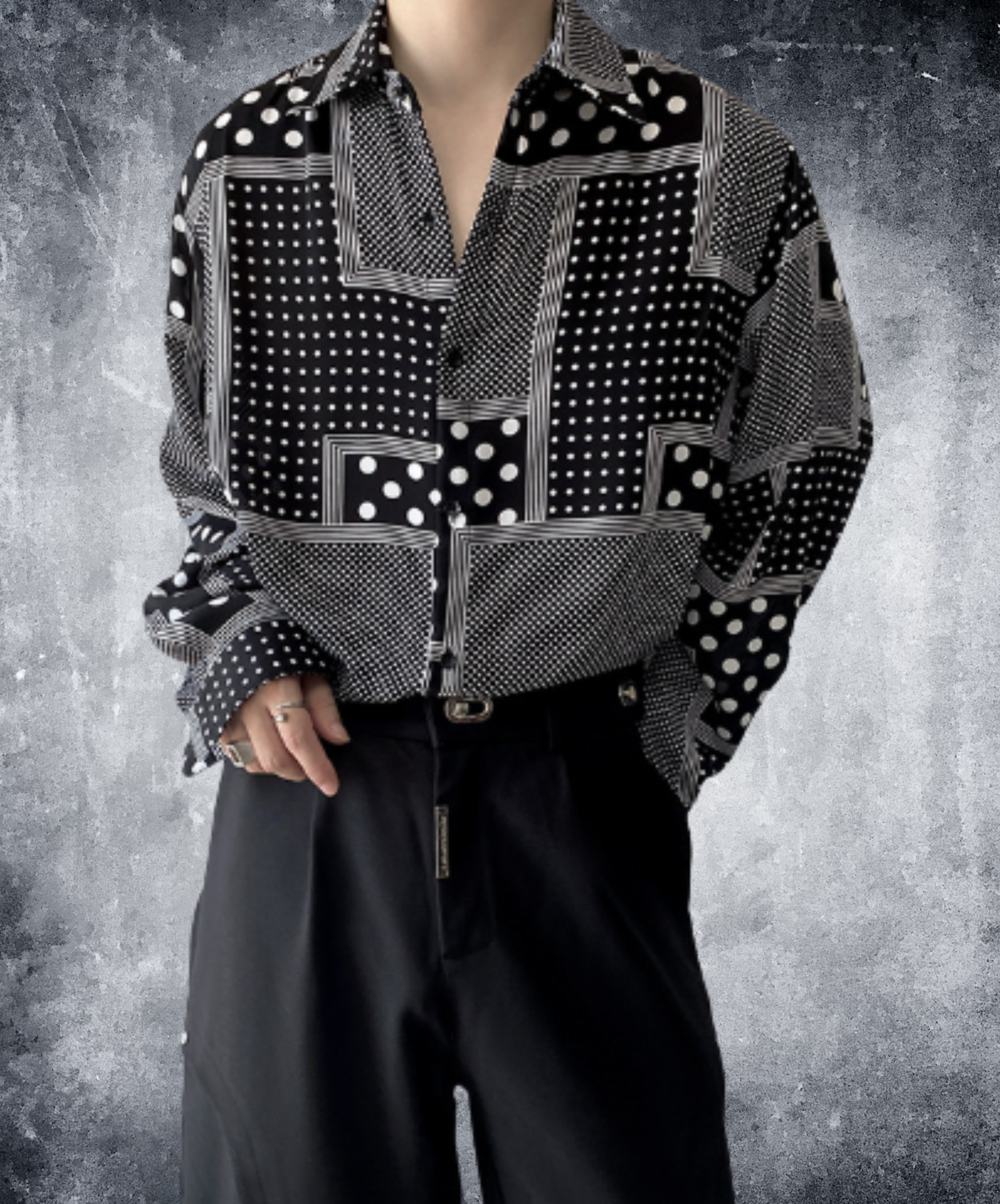 random polka-dot pattern shirt EN3074