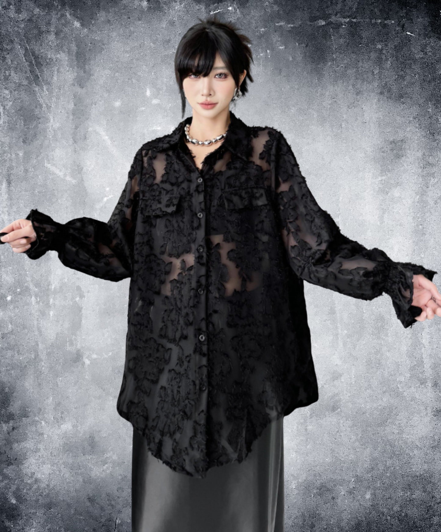 european style 3d floral pattern shirt EN2713