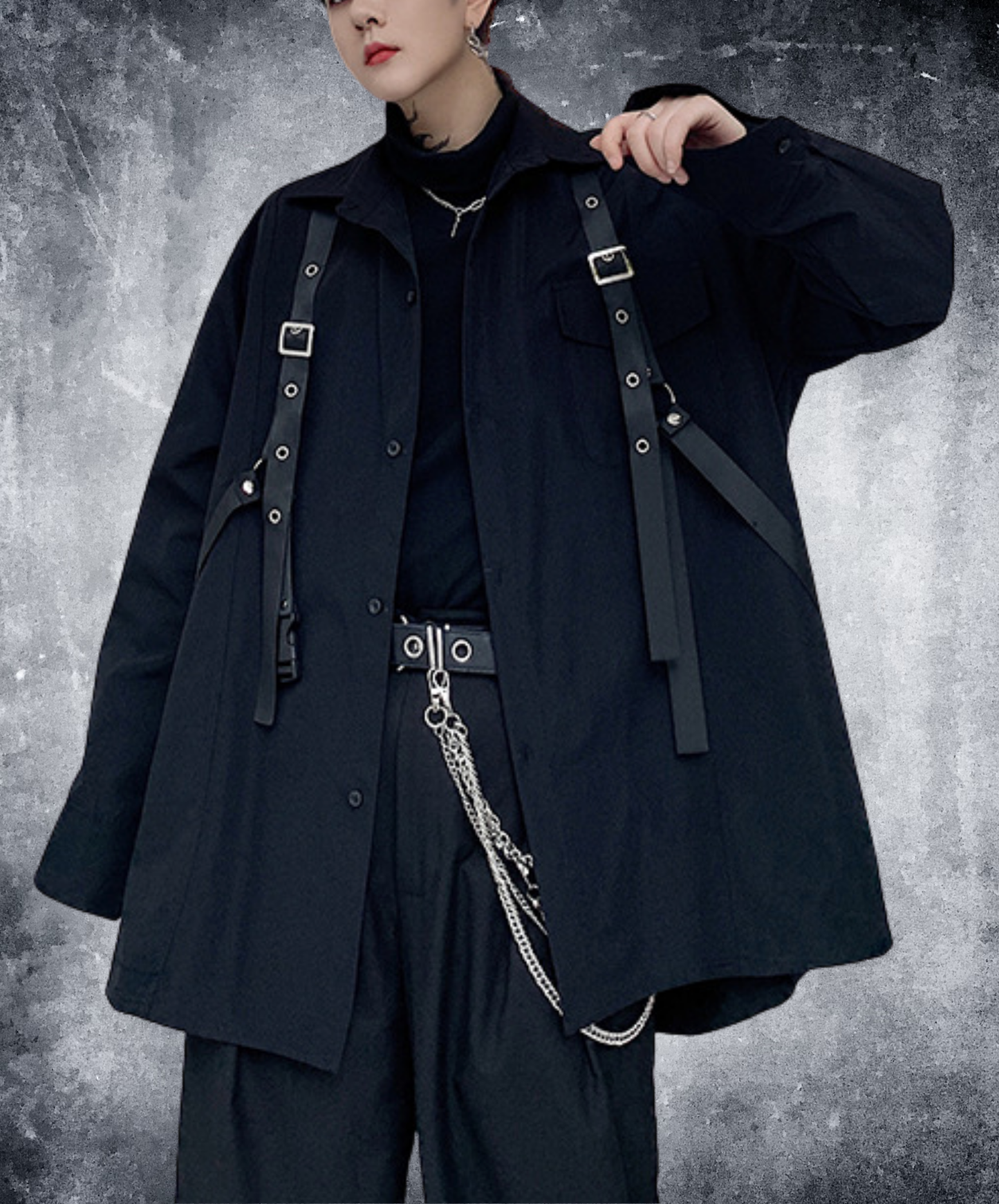 dark buckle belt decoration shirt EN2842