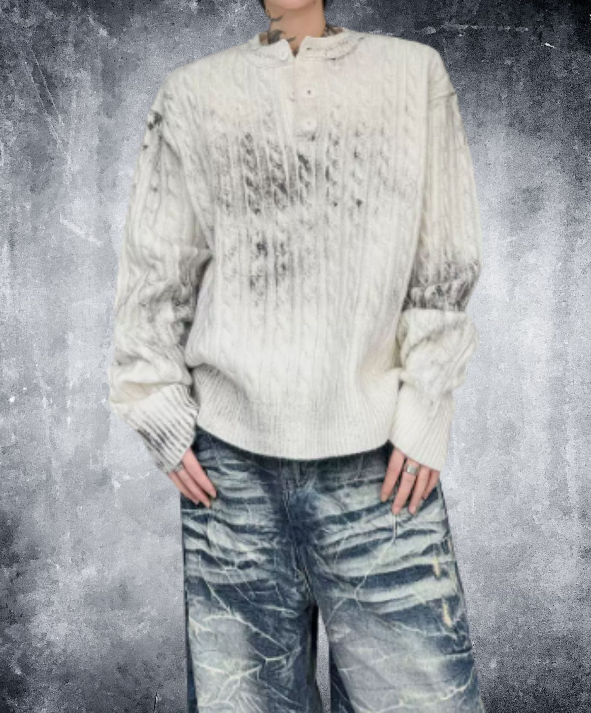 cable-knit with a distressed finish sweater EN3241