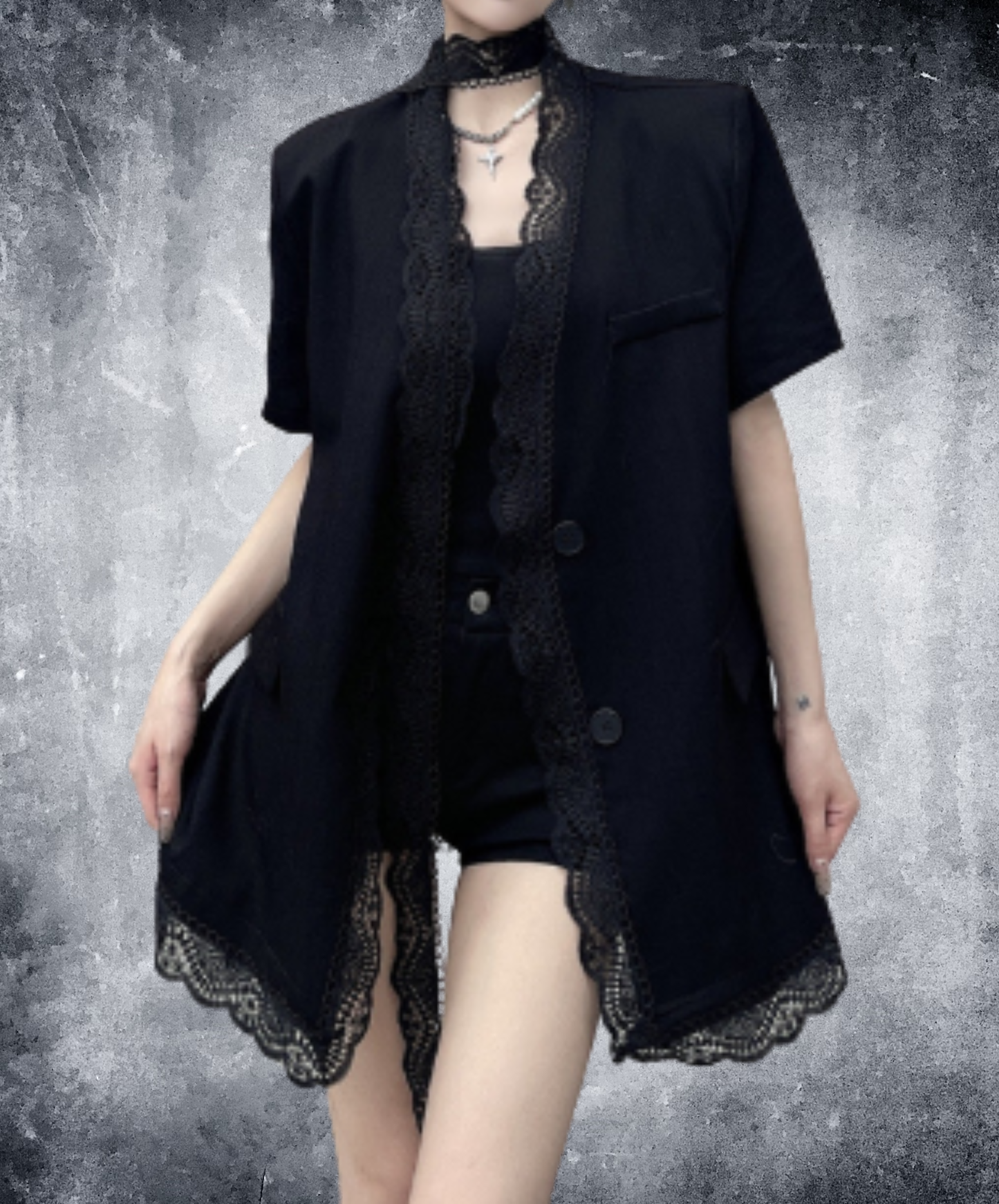 lightweight lace cotton linen jacket EN2965