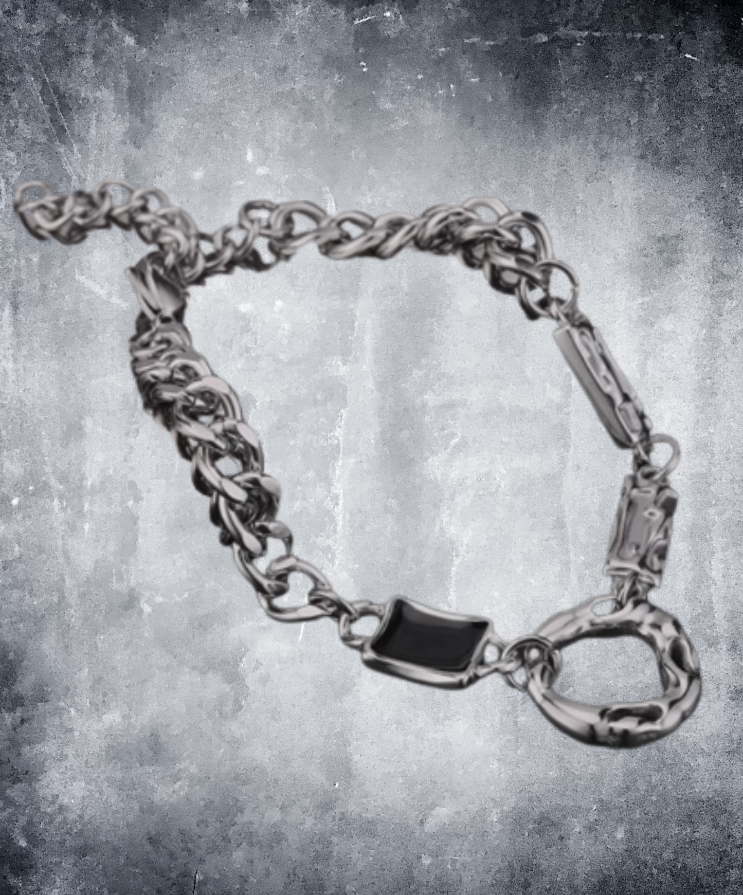 black crystal with a rippled design bracelet EN3044